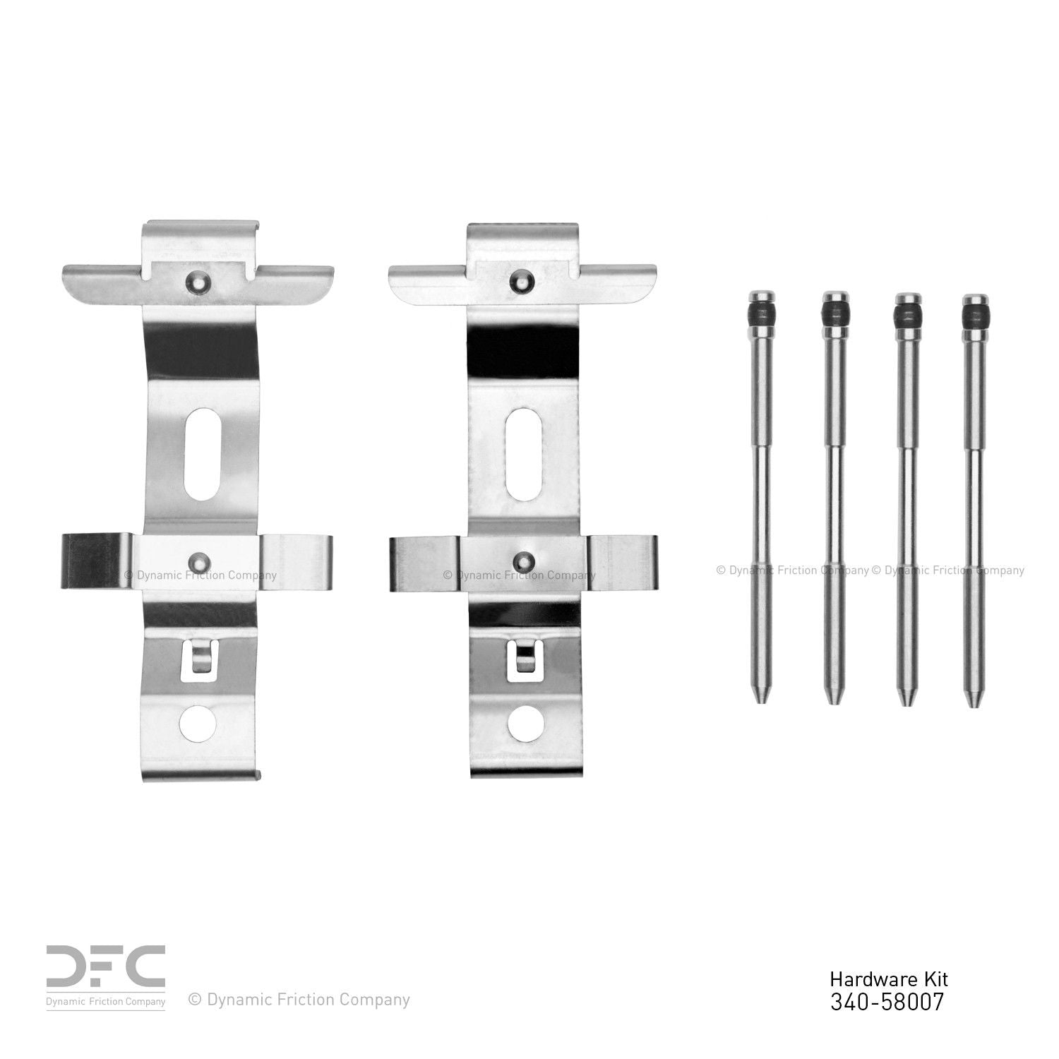 Top View of Front Disc Brake Hardware Kit DYNAMIC 340-58007