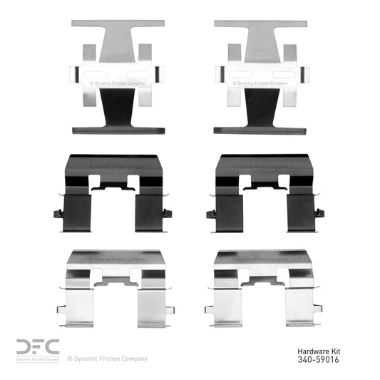 Top View of Front Disc Brake Hardware Kit DYNAMIC 340-59016