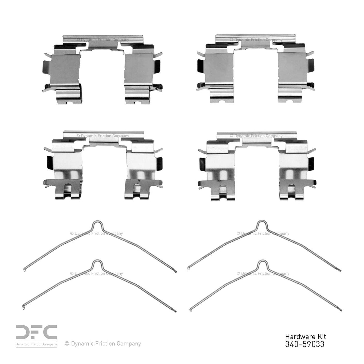 Top View of Front Disc Brake Hardware Kit DYNAMIC 340-59033