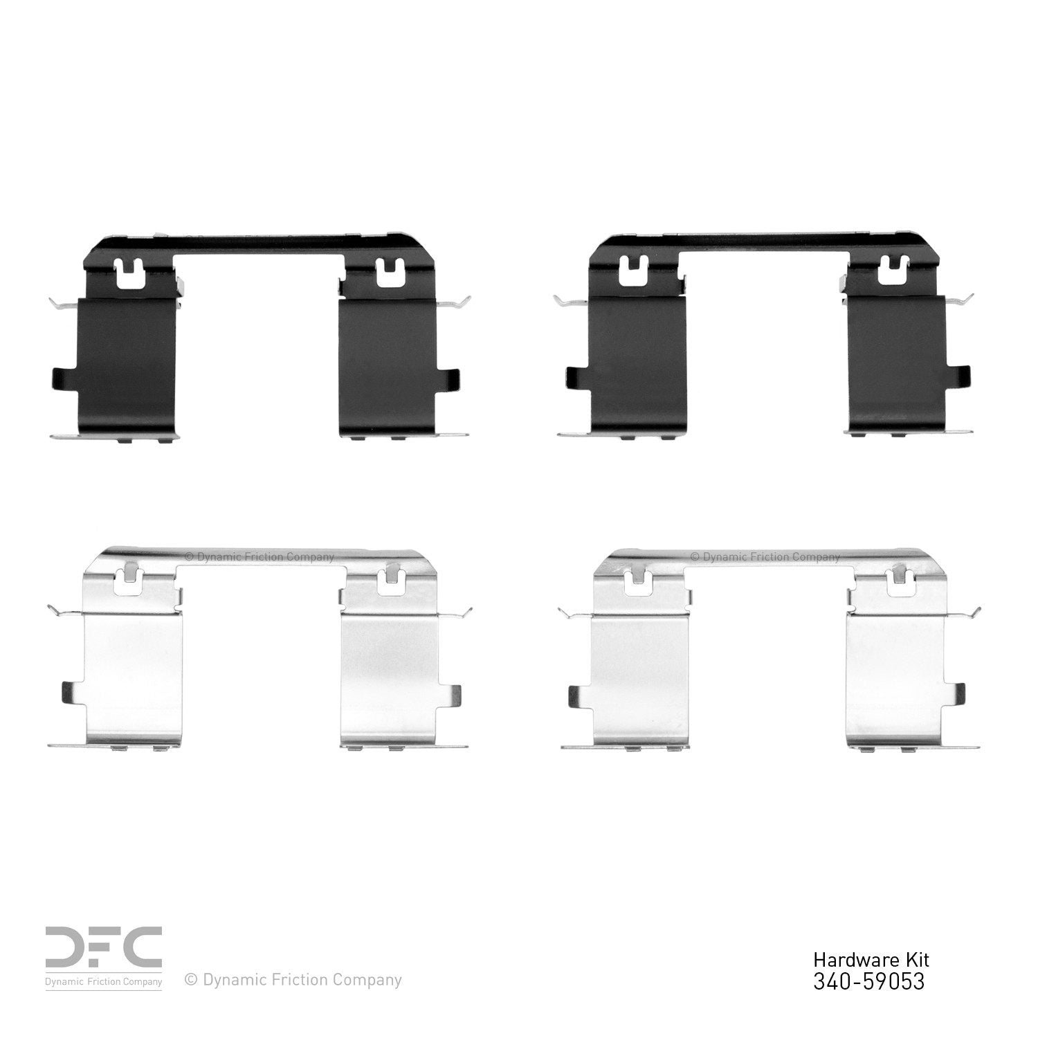 Top View of Front Disc Brake Hardware Kit DYNAMIC 340-59053