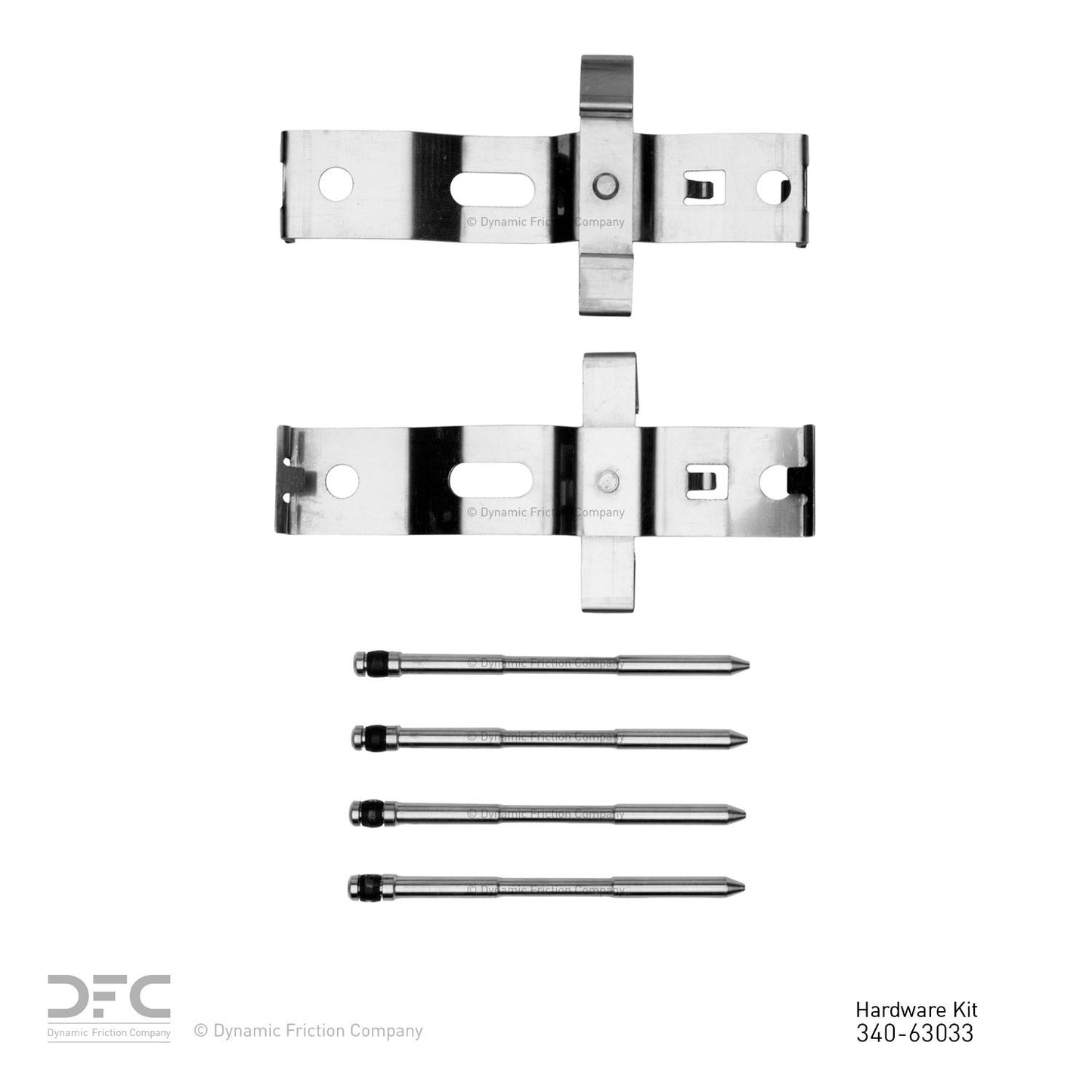 Top View of Front Disc Brake Hardware Kit DYNAMIC 340-63033