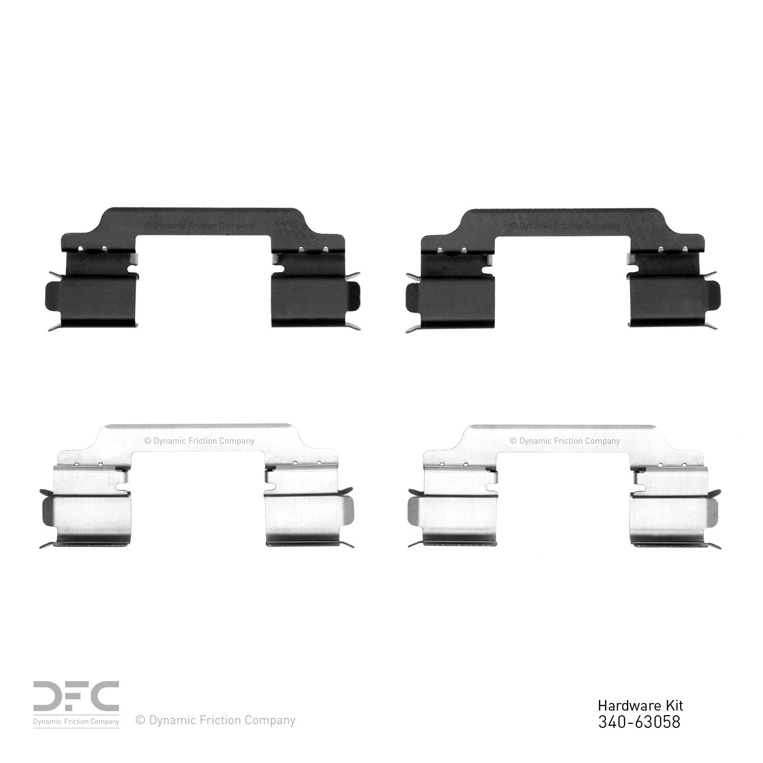 Top View of Rear Disc Brake Hardware Kit DYNAMIC 340-63058