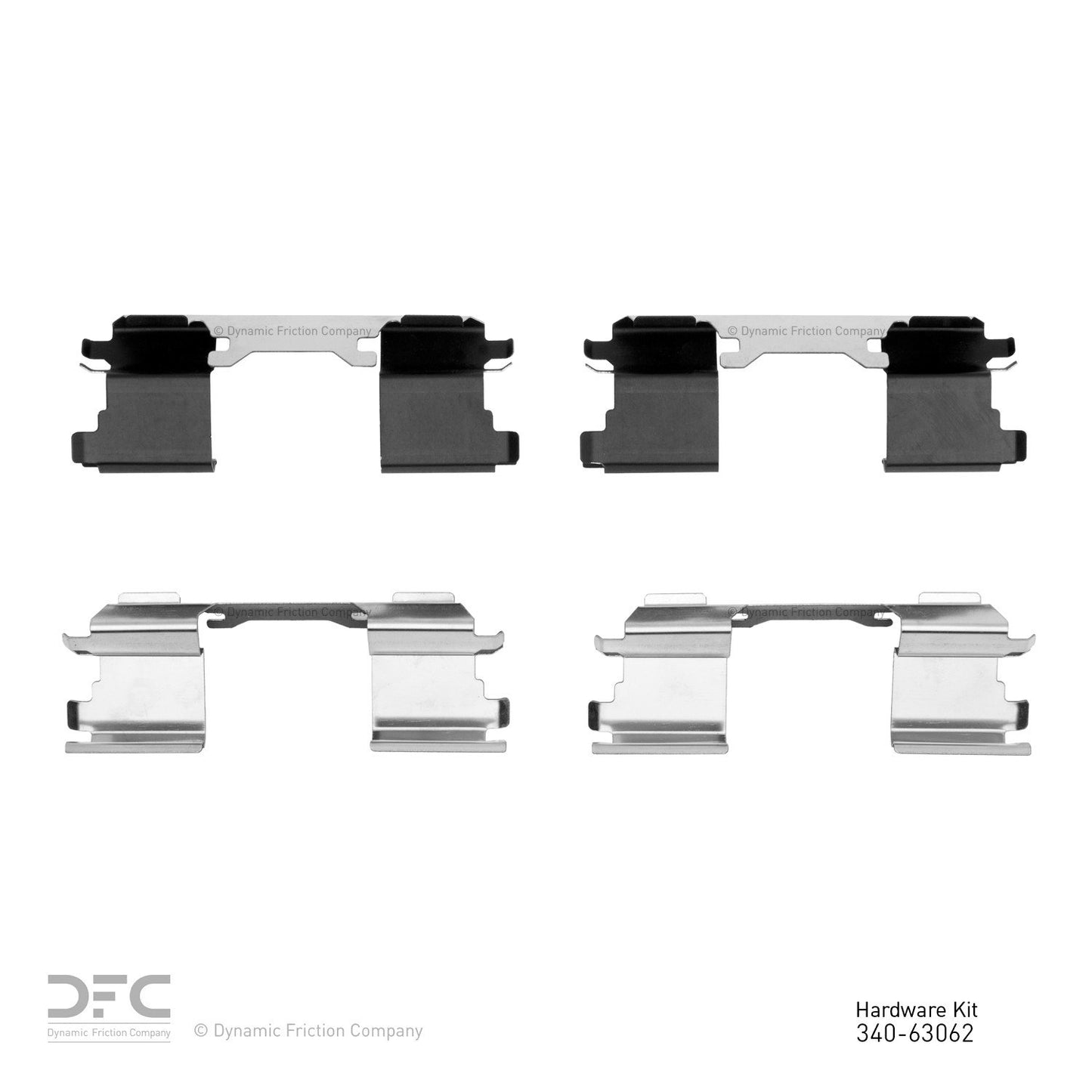 Top View of Front Disc Brake Hardware Kit DYNAMIC 340-63062