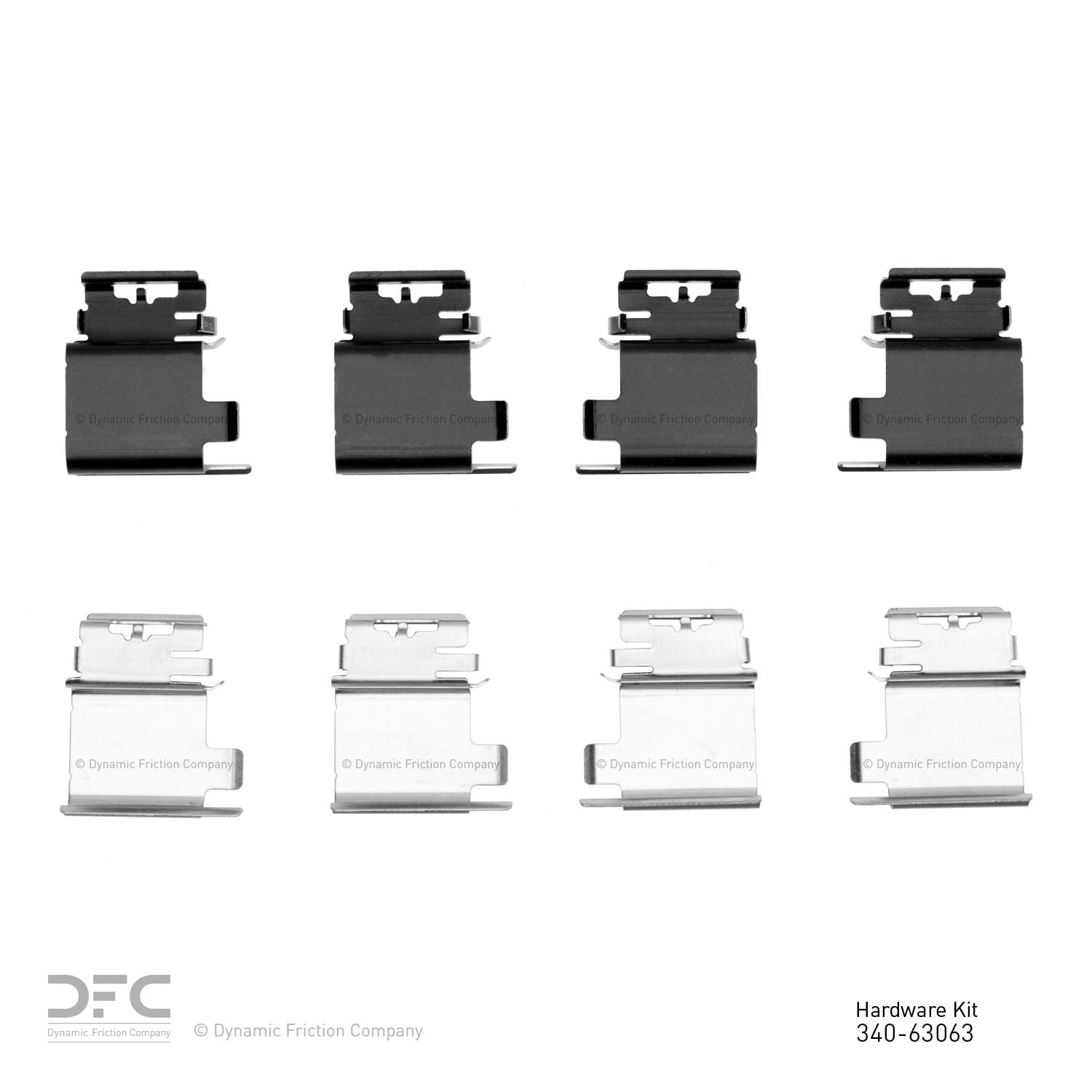 Top View of Front Disc Brake Hardware Kit DYNAMIC 340-63063