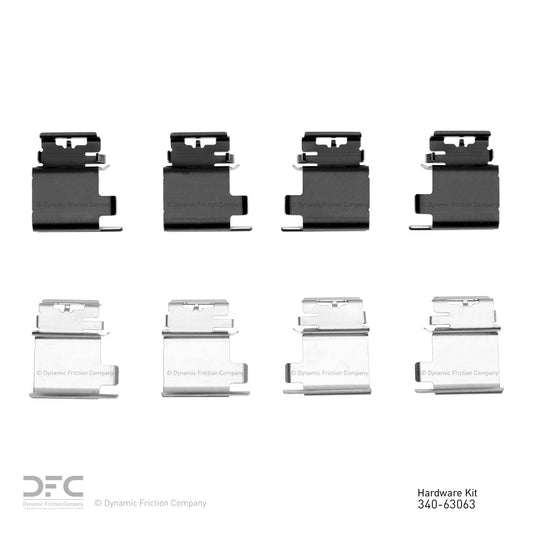 Top View of Front Disc Brake Hardware Kit DYNAMIC 340-63063