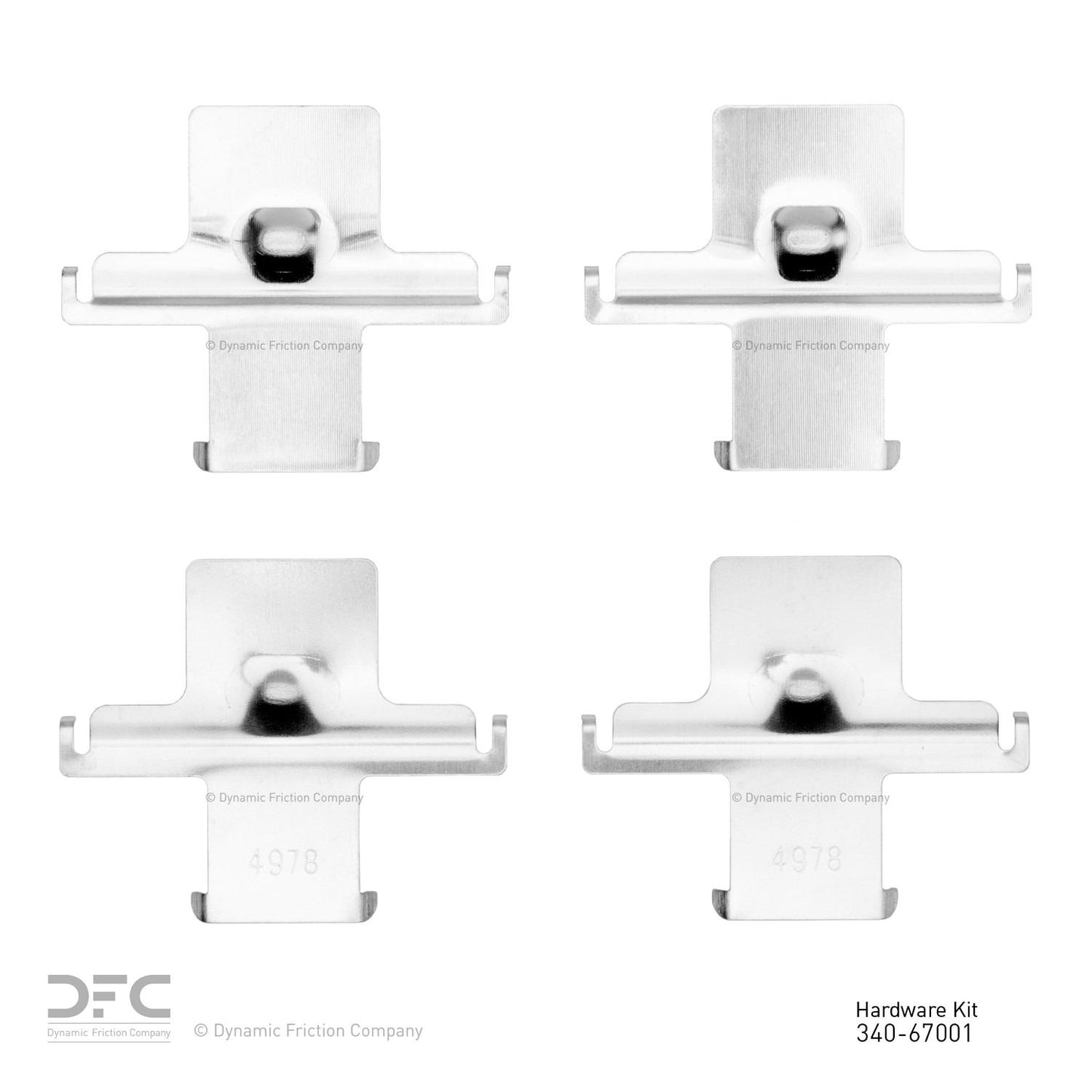 Top View of Front Disc Brake Hardware Kit DYNAMIC 340-67001