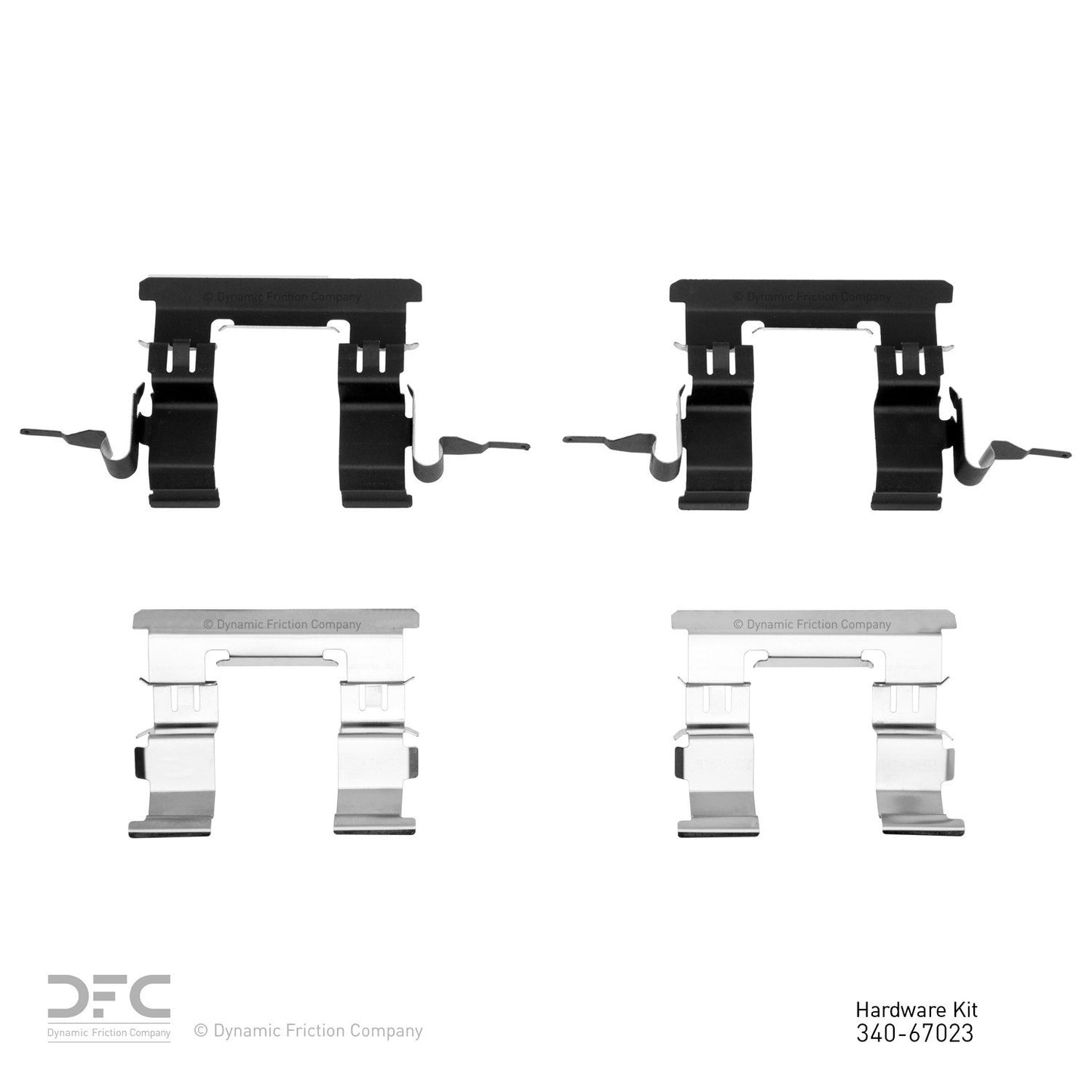 Top View of Front Disc Brake Hardware Kit DYNAMIC 340-67023