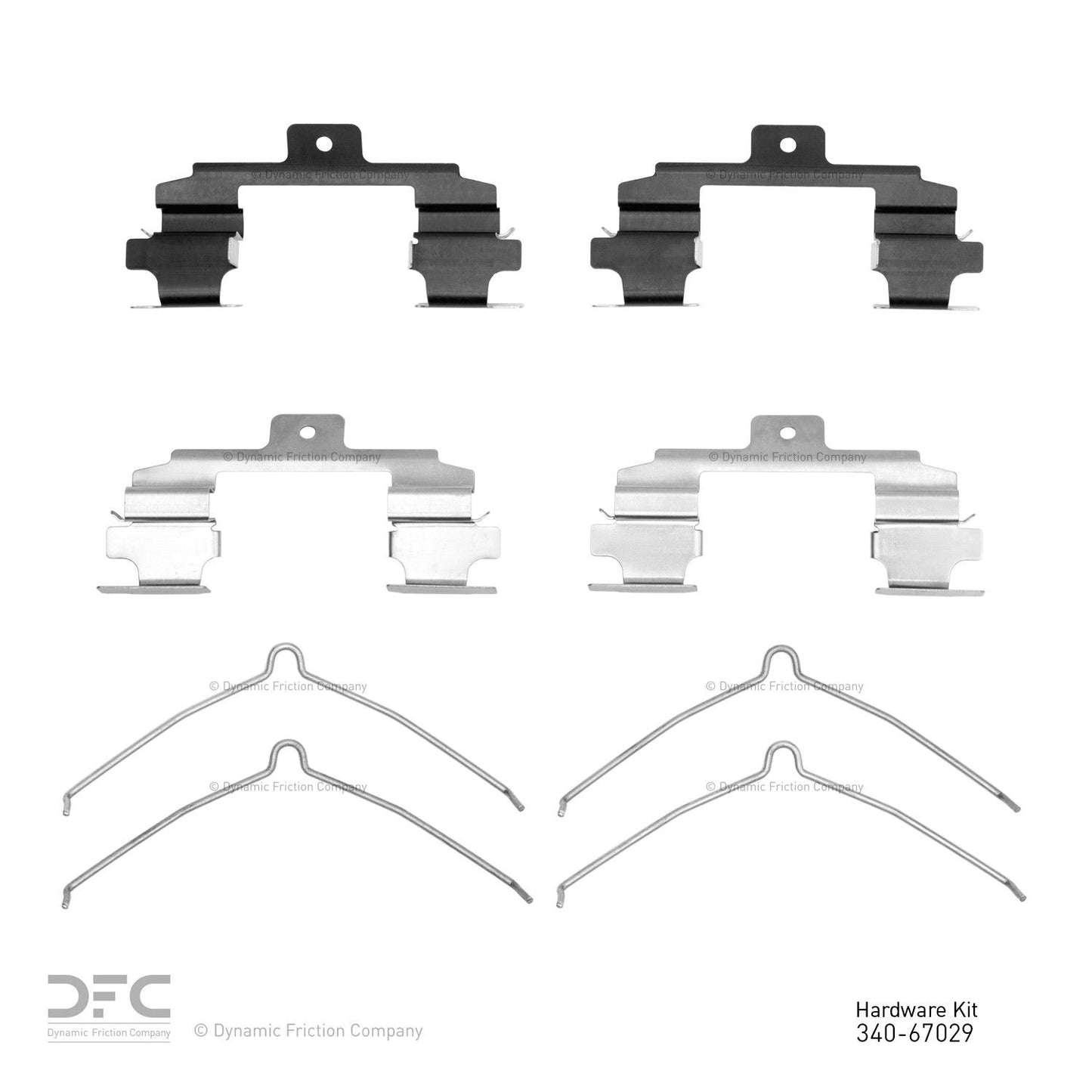 Top View of Front Disc Brake Hardware Kit DYNAMIC 340-67029