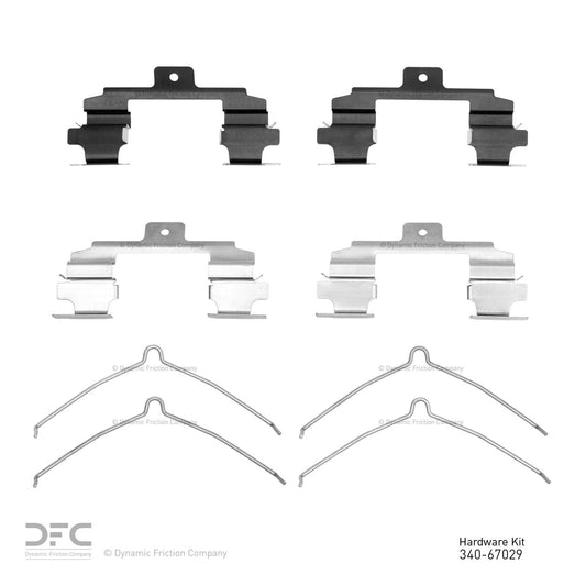 Top View of Front Disc Brake Hardware Kit DYNAMIC 340-67029