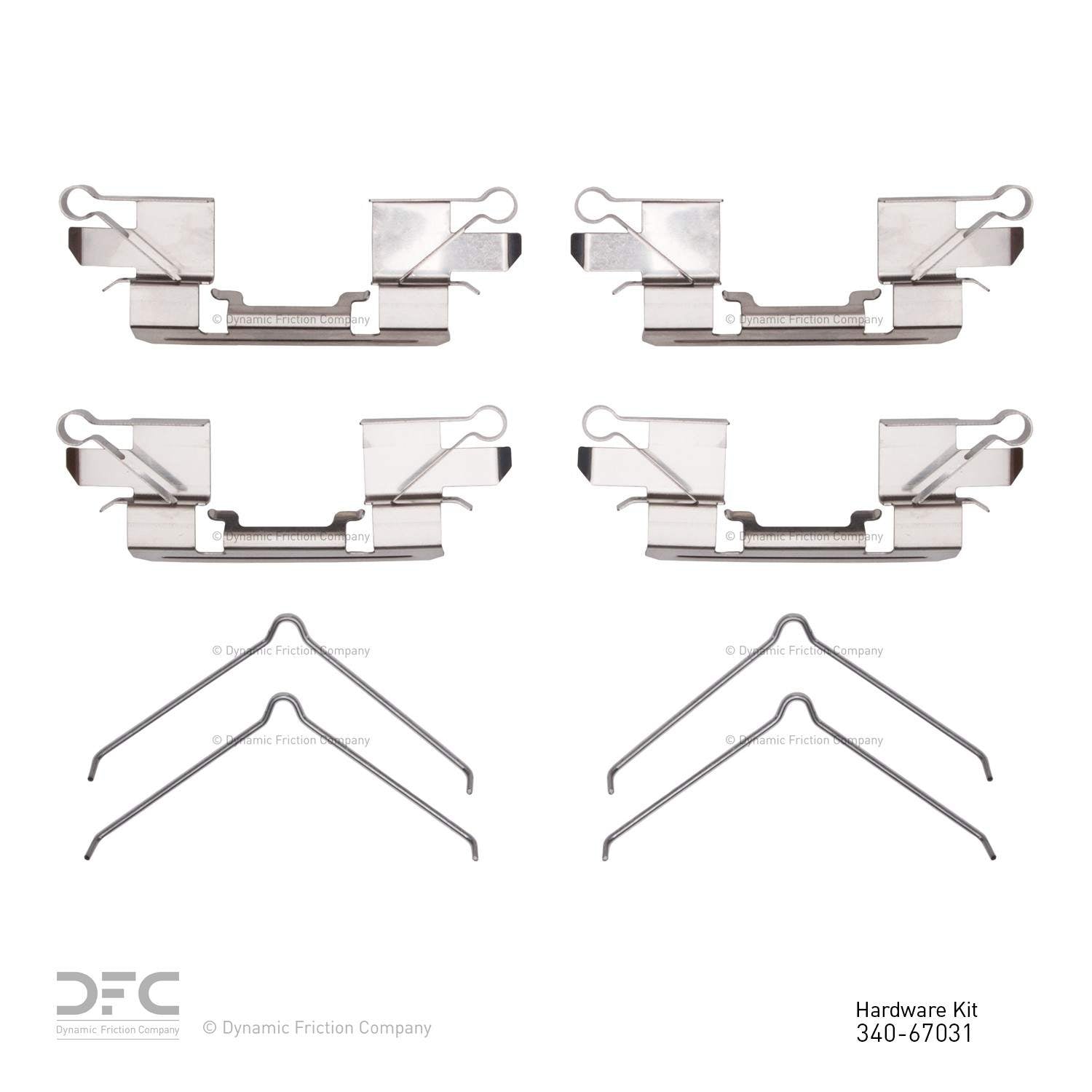 Top View of Front Disc Brake Hardware Kit DYNAMIC 340-67031