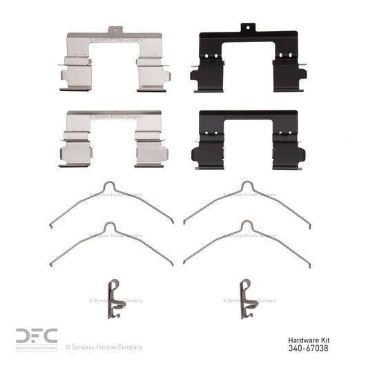 Top View of Front Disc Brake Hardware Kit DYNAMIC 340-67038