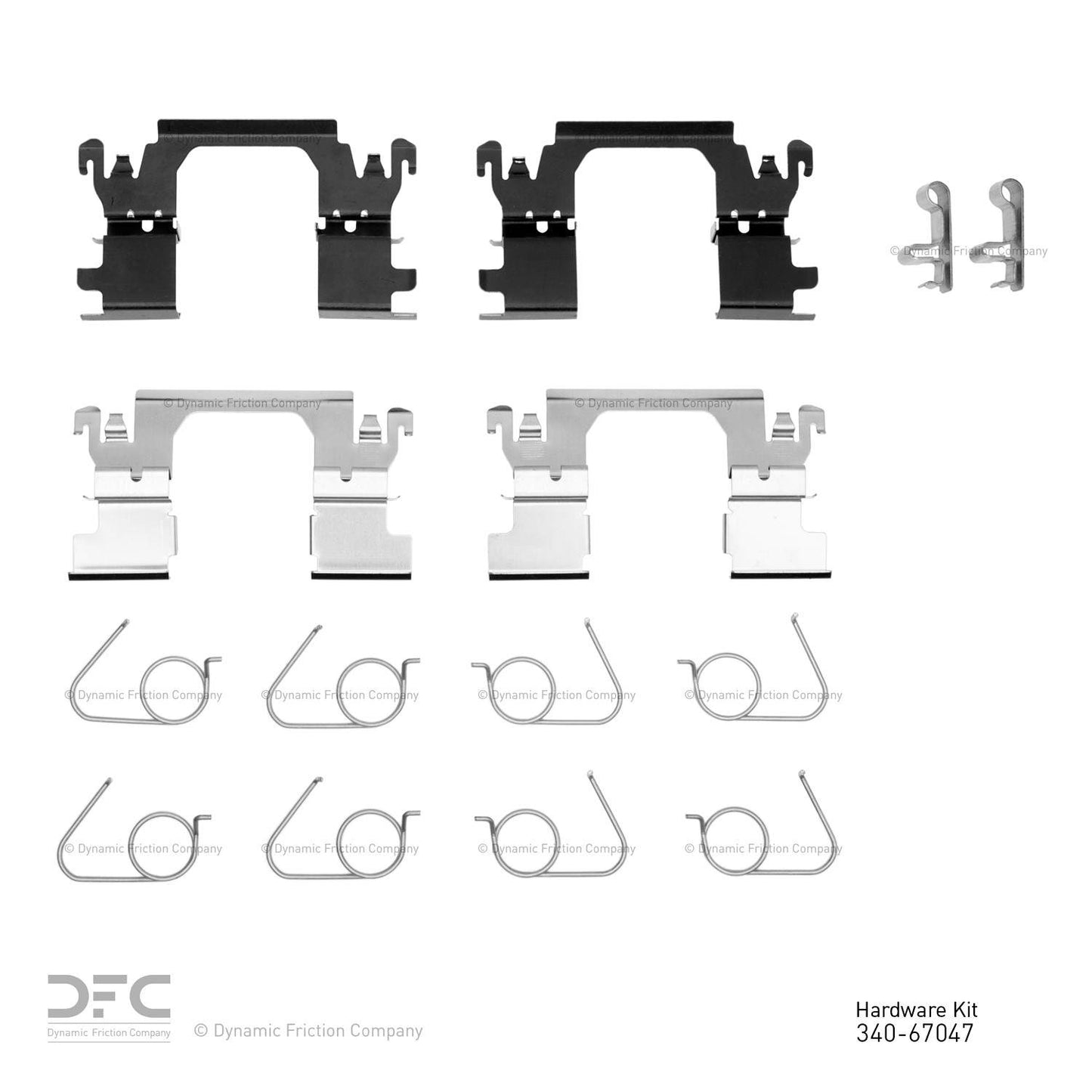 Top View of Front Disc Brake Hardware Kit DYNAMIC 340-67047