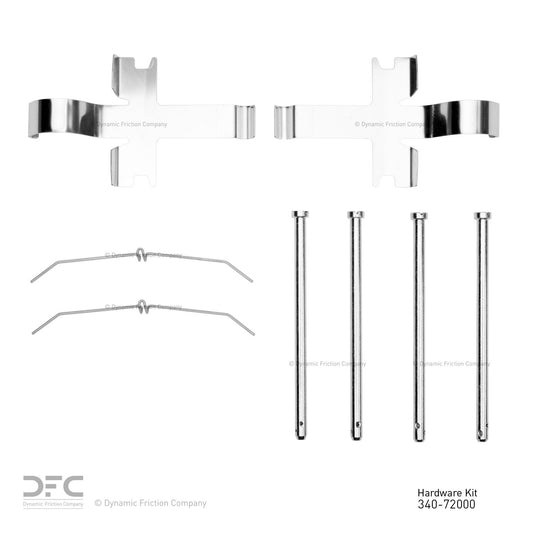 Top View of Front Disc Brake Hardware Kit DYNAMIC 340-72000