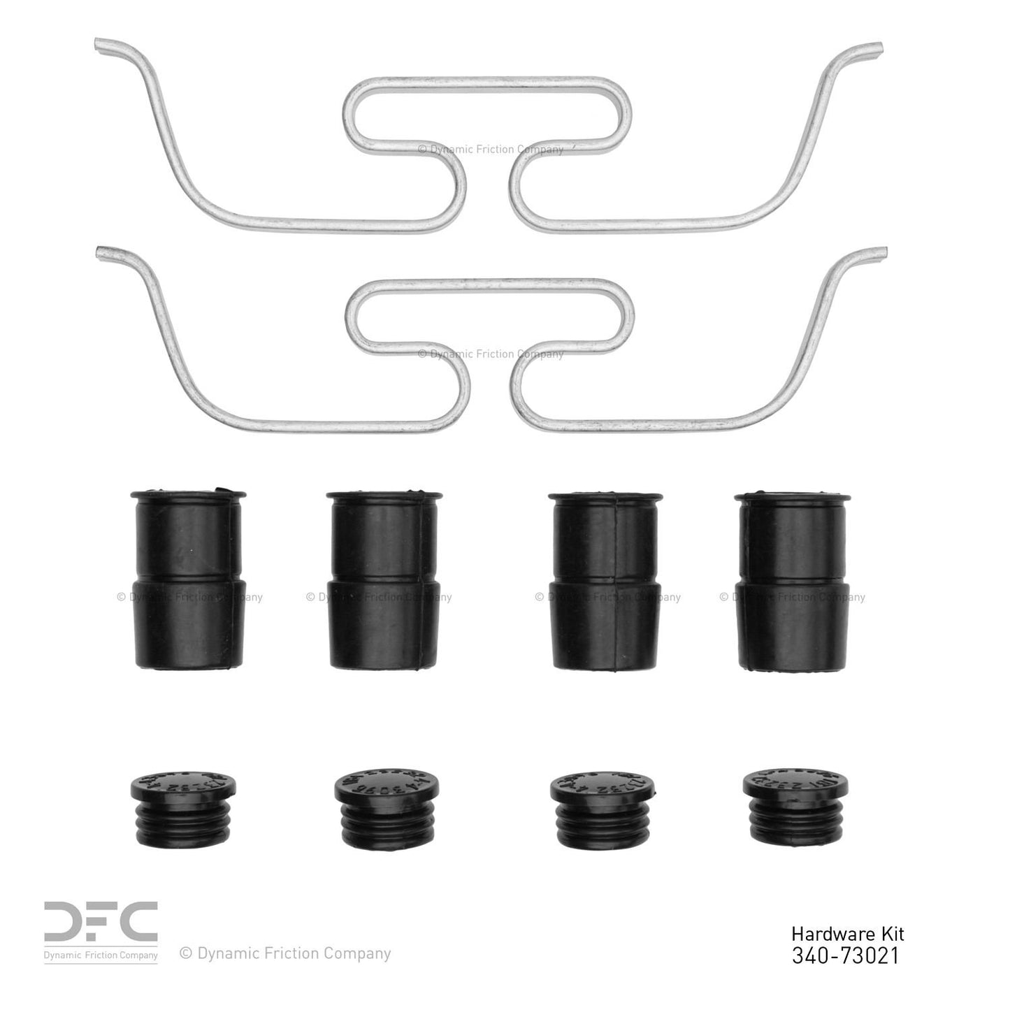 Top View of Front Disc Brake Hardware Kit DYNAMIC 340-73021