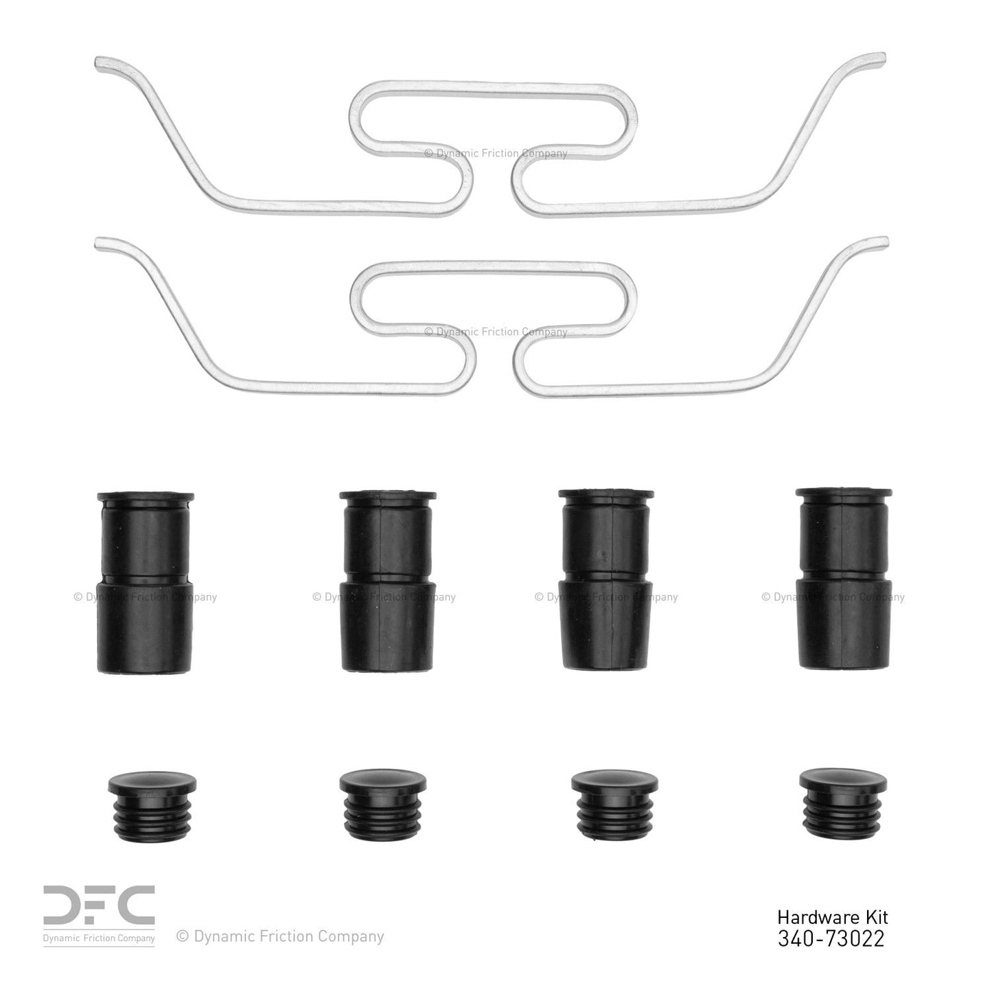 Top View of Front Disc Brake Hardware Kit DYNAMIC 340-73022