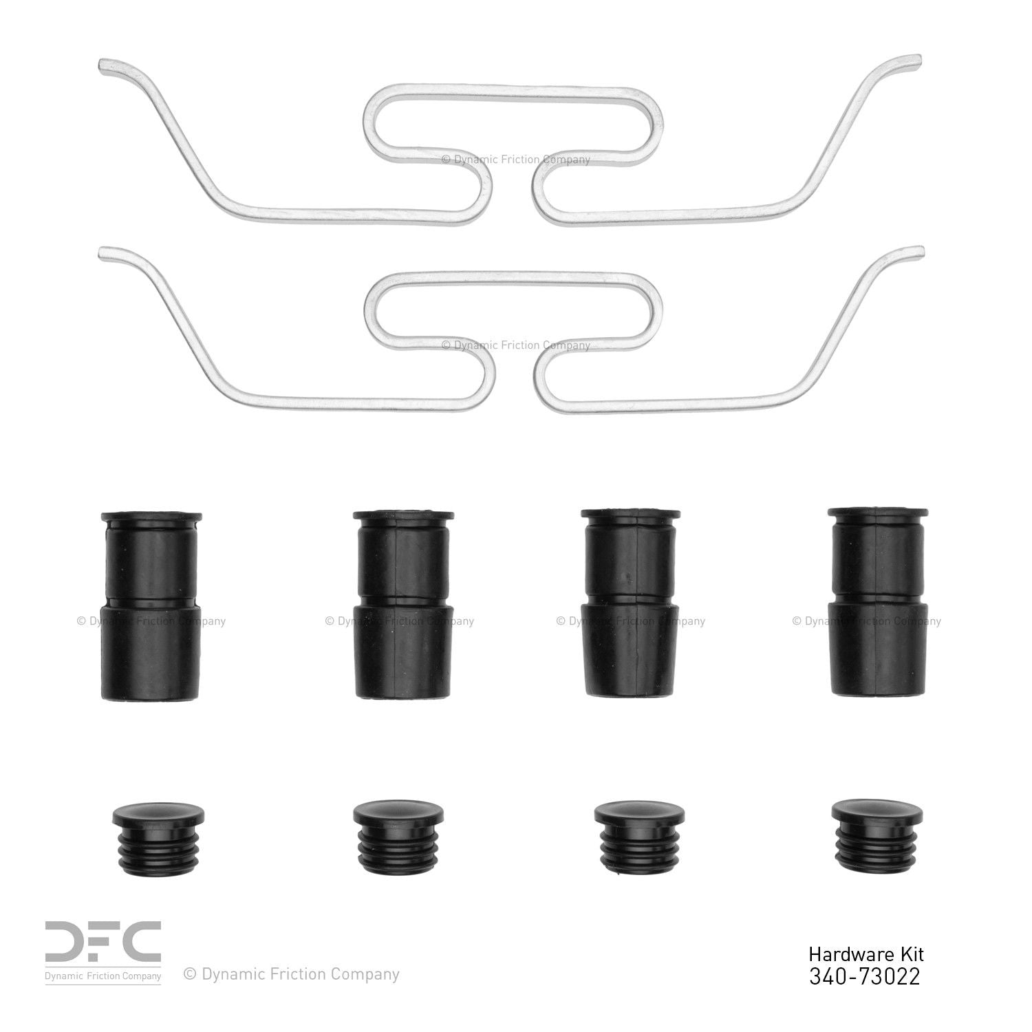 Top View of Front Disc Brake Hardware Kit DYNAMIC 340-73022