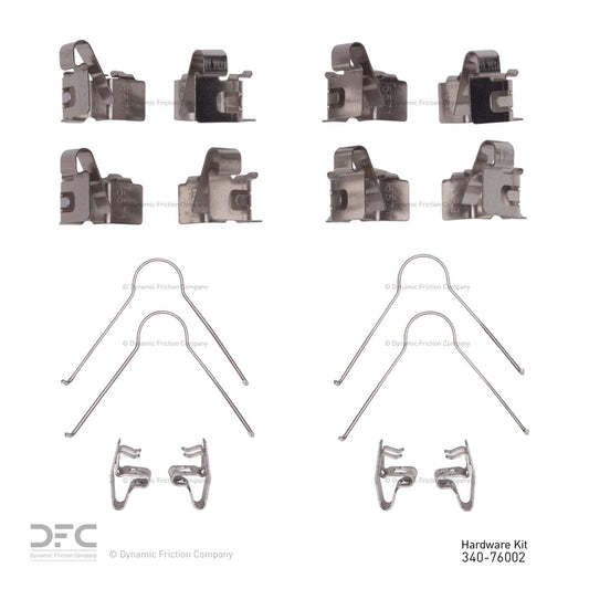 Top View of Front Disc Brake Hardware Kit DYNAMIC 340-76002