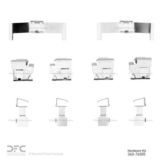 Top View of Front Disc Brake Hardware Kit DYNAMIC 340-76005