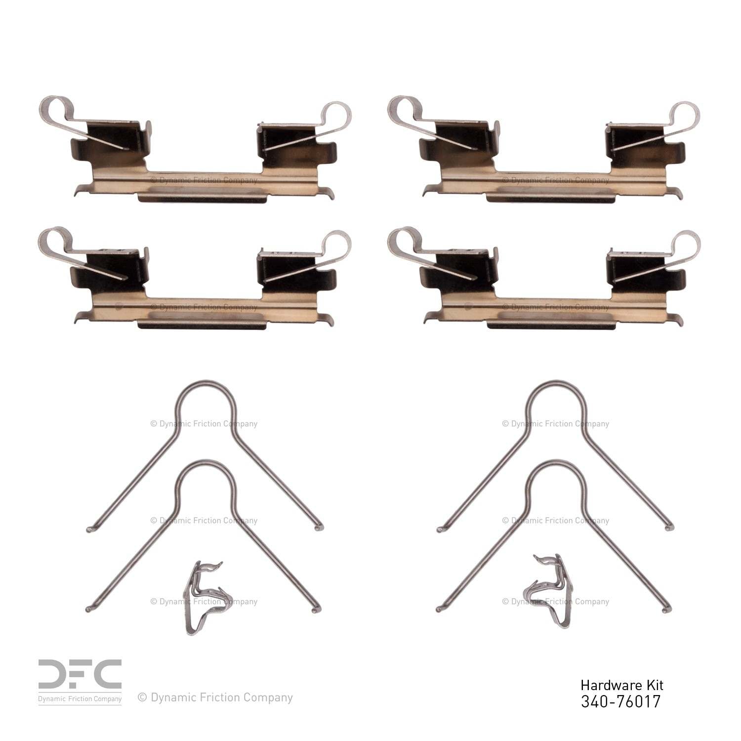 Top View of Front Disc Brake Hardware Kit DYNAMIC 340-76017