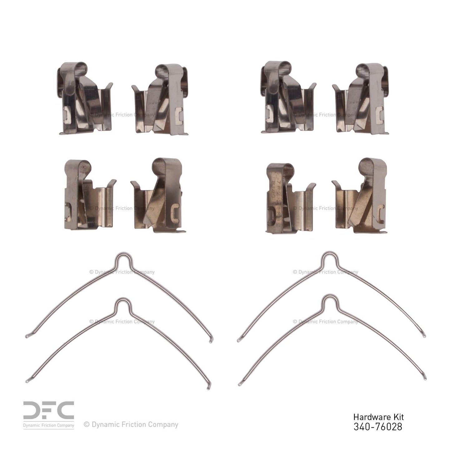 Top View of Front Disc Brake Hardware Kit DYNAMIC 340-76028