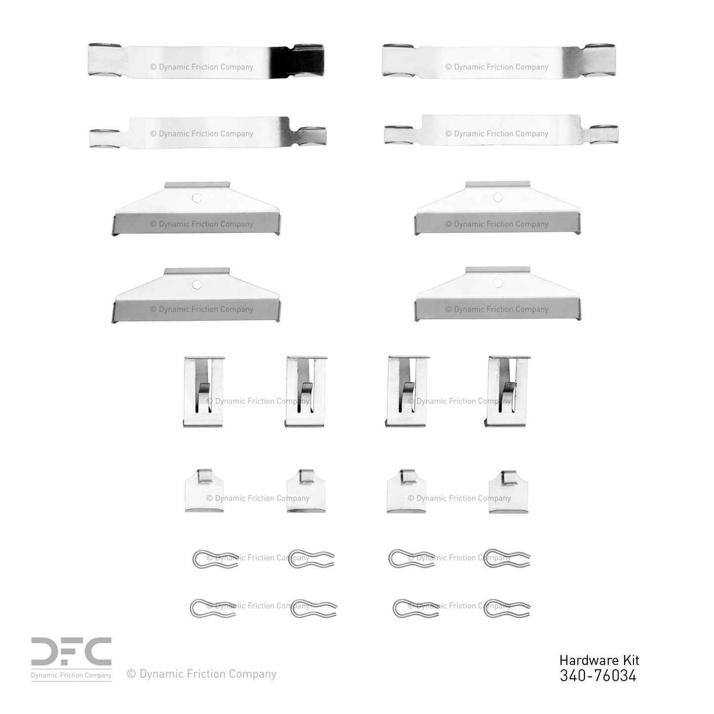 Top View of Front Disc Brake Hardware Kit DYNAMIC 340-76034