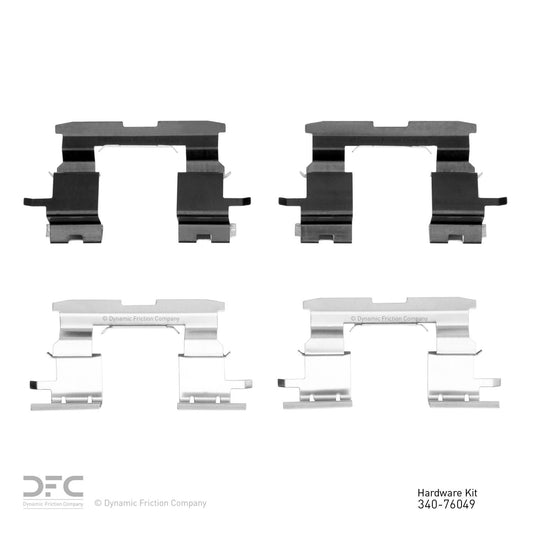 Top View of Front Disc Brake Hardware Kit DYNAMIC 340-76049