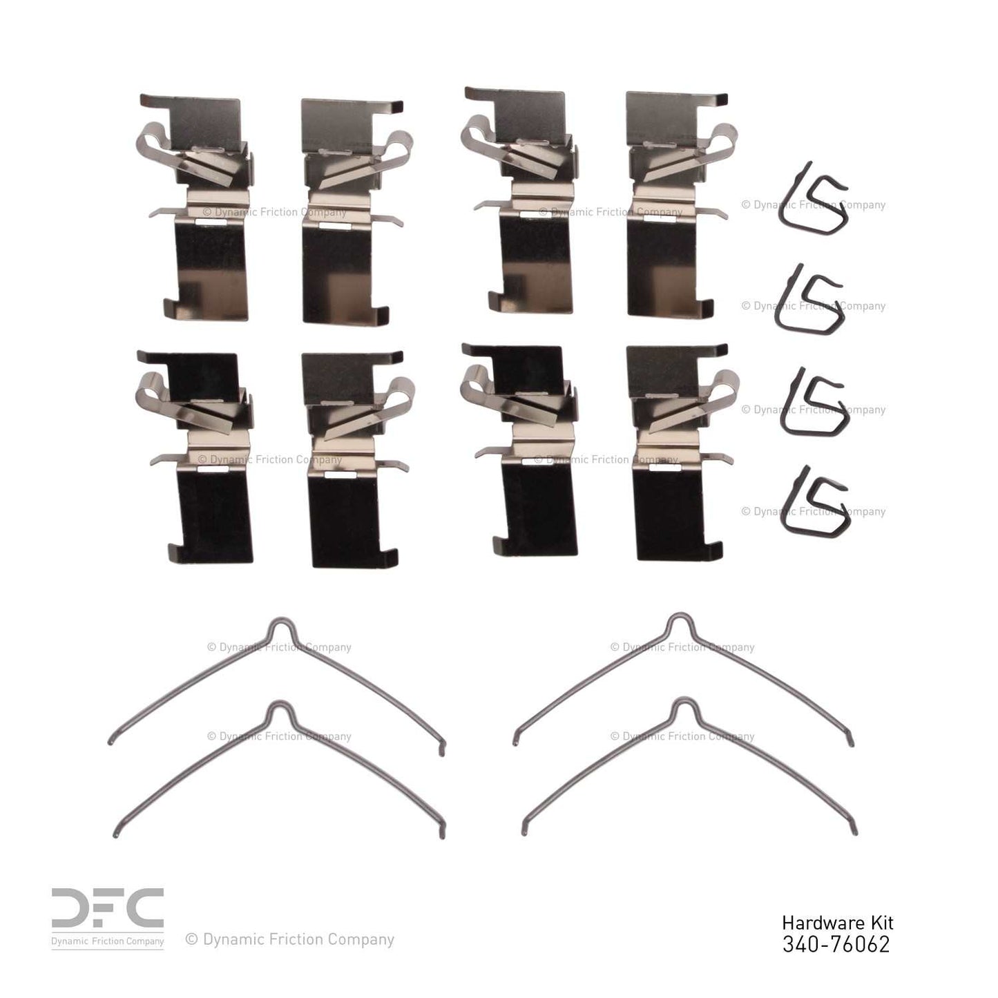 Top View of Front Disc Brake Hardware Kit DYNAMIC 340-76062