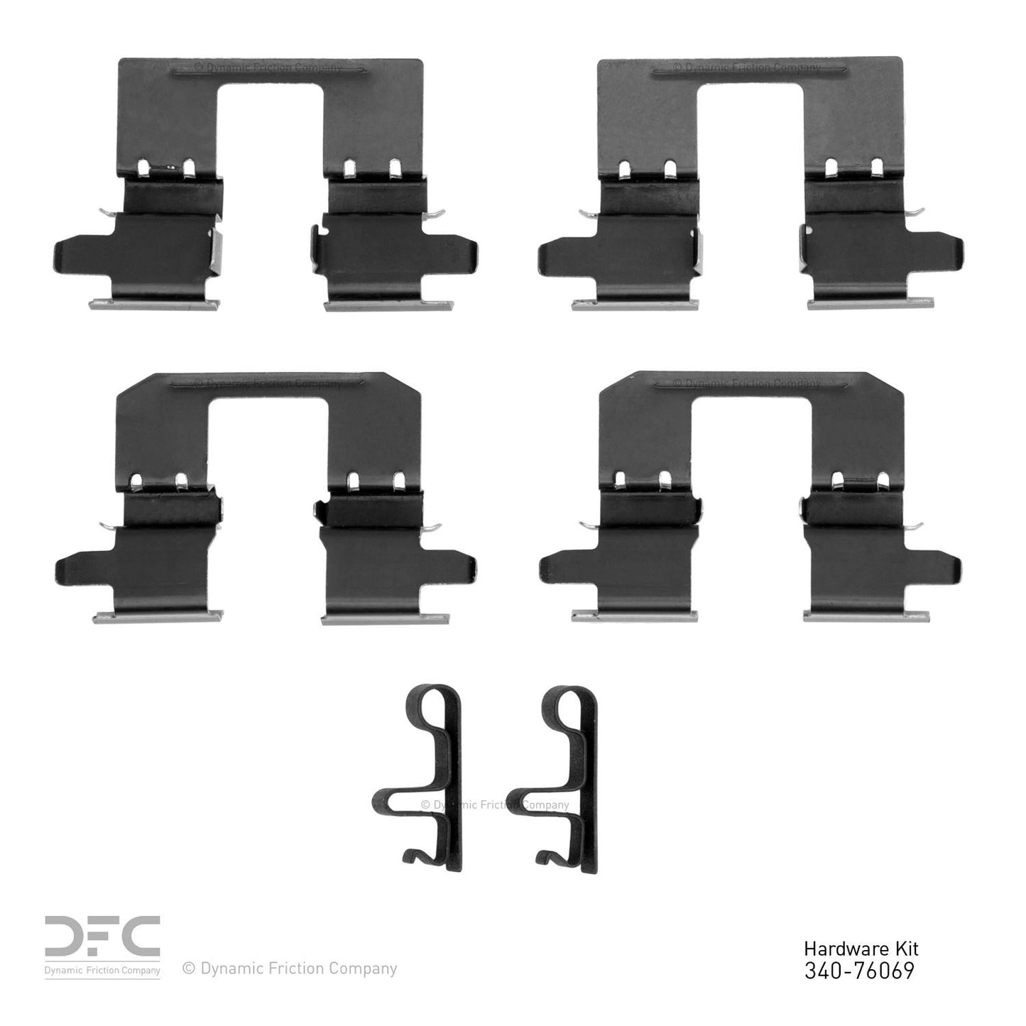 Top View of Rear Disc Brake Hardware Kit DYNAMIC 340-76069