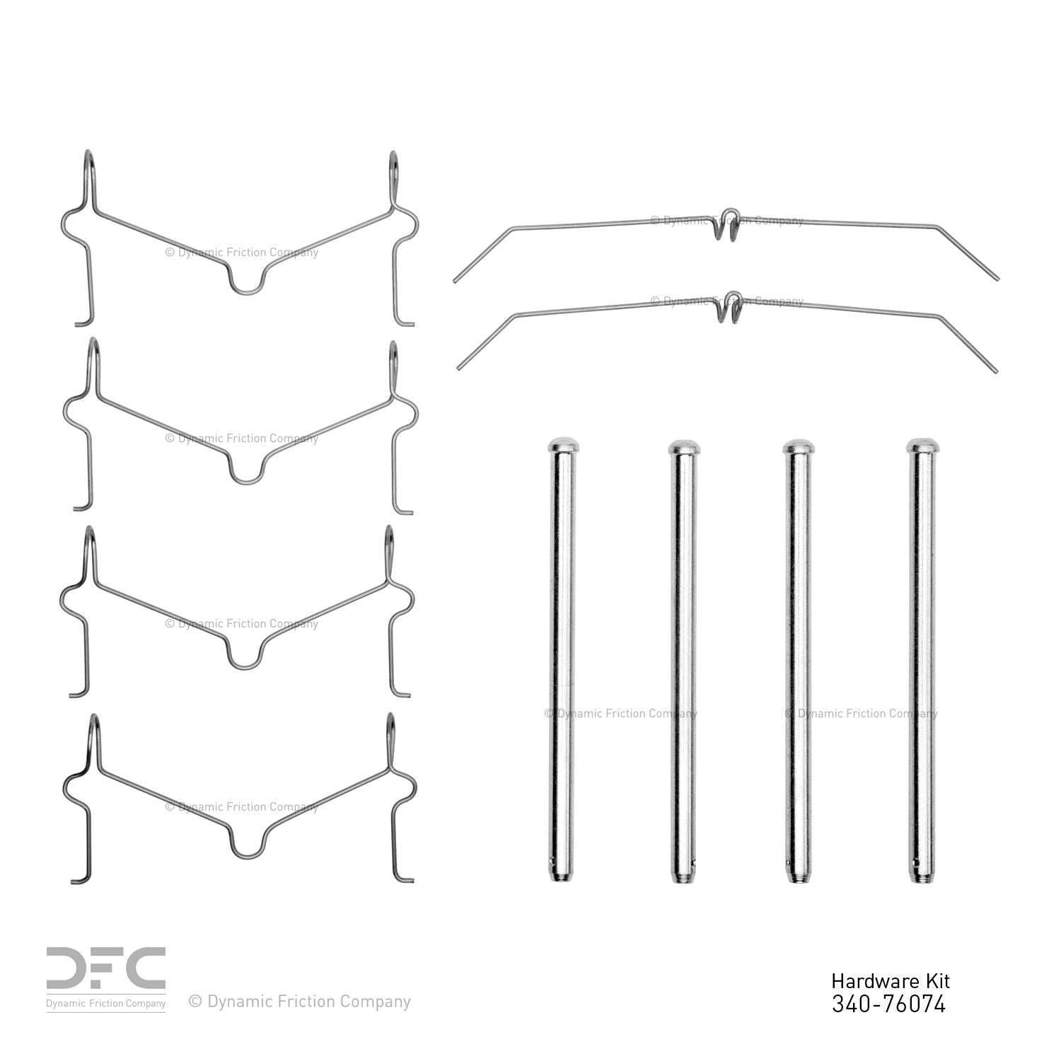 Top View of Front Disc Brake Hardware Kit DYNAMIC 340-76074