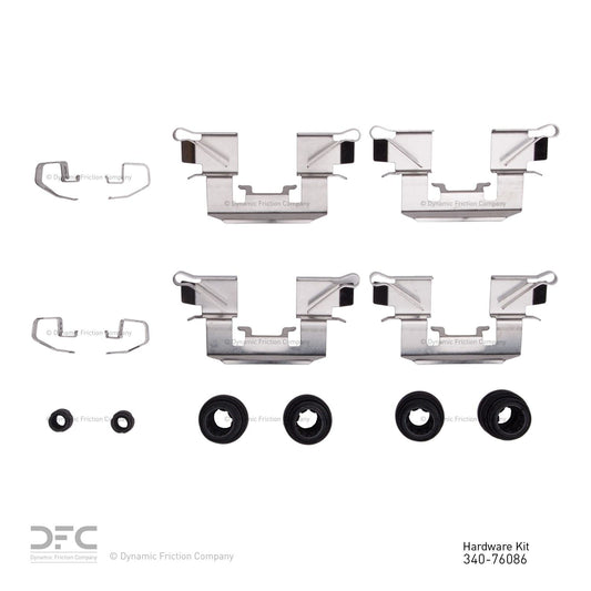 Top View of Front Disc Brake Hardware Kit DYNAMIC 340-76086