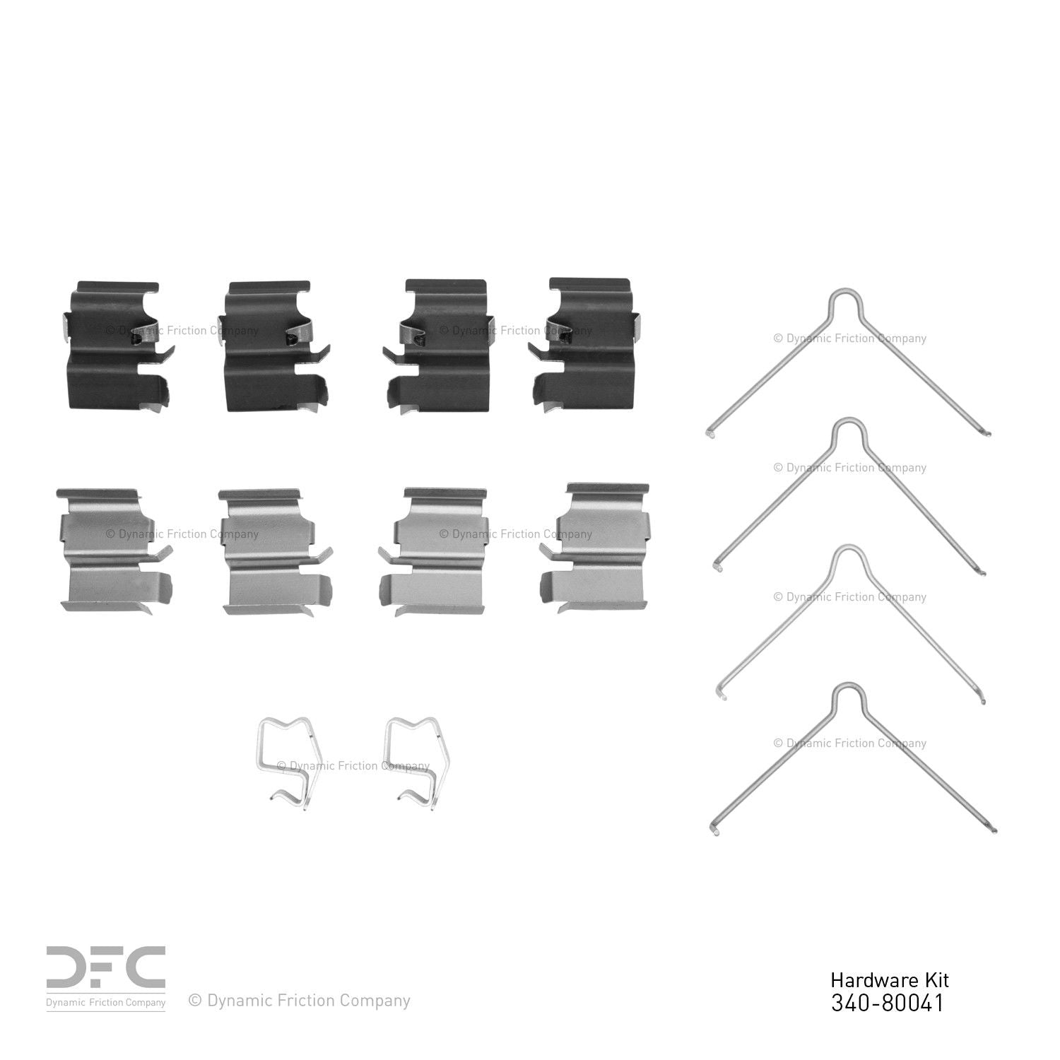 Top View of Front Disc Brake Hardware Kit DYNAMIC 340-80041