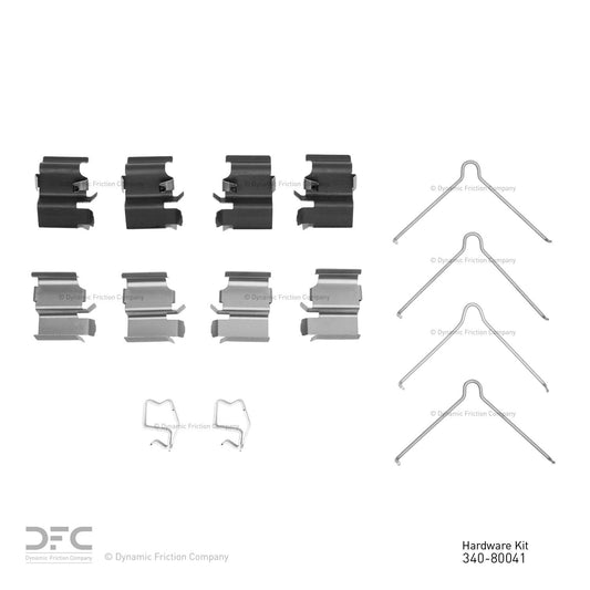 Top View of Front Disc Brake Hardware Kit DYNAMIC 340-80041