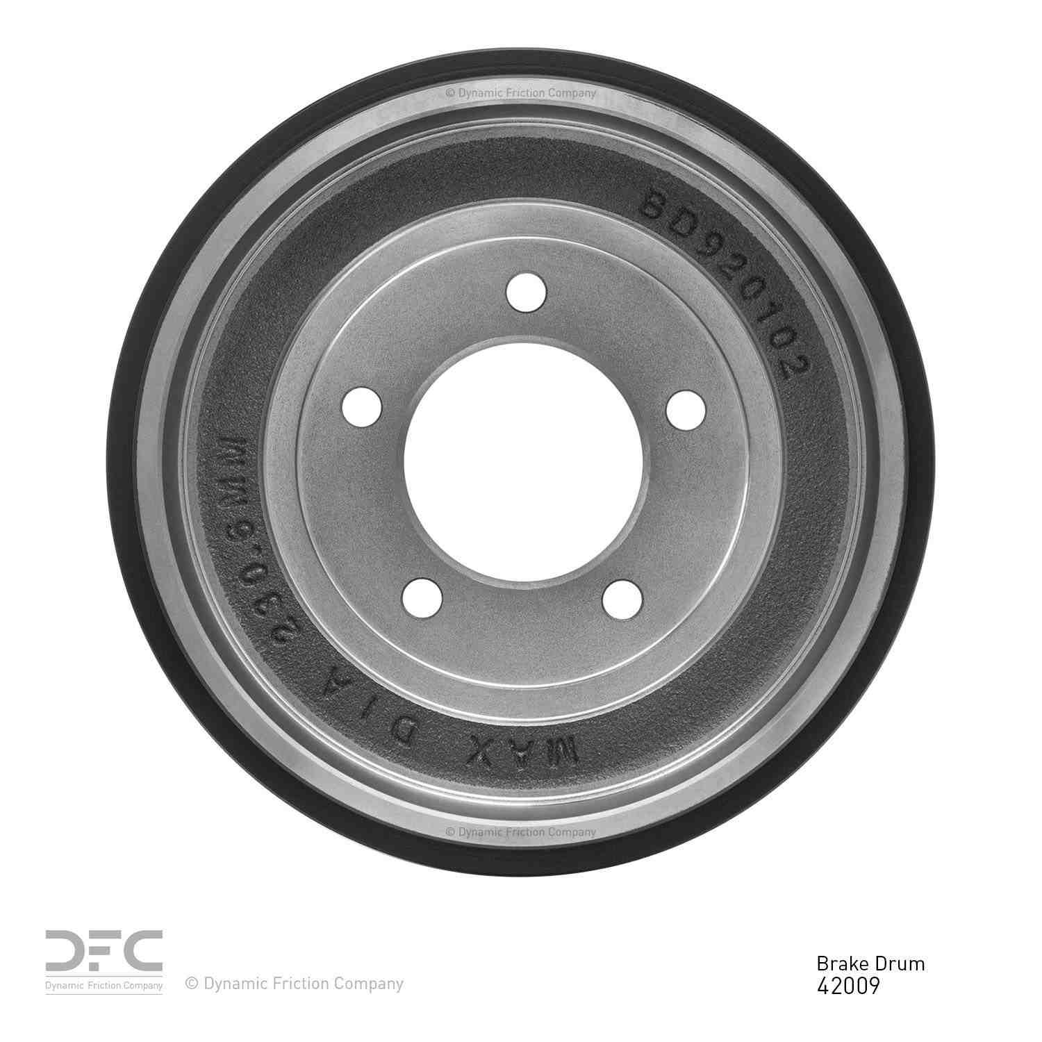 Back View of Rear Brake Drum DYNAMIC 365-42009