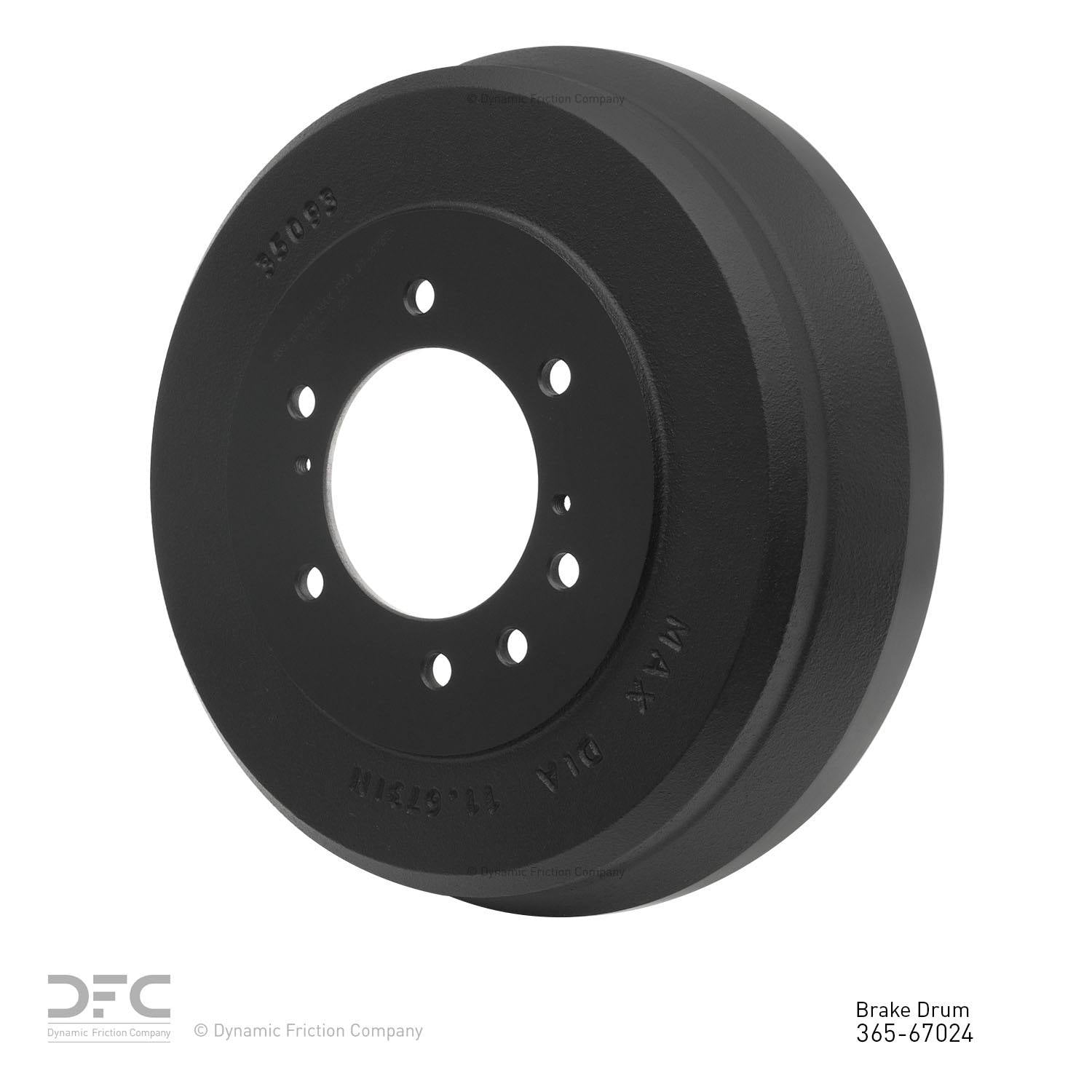 Angle View of Rear Brake Drum DYNAMIC 365-67024