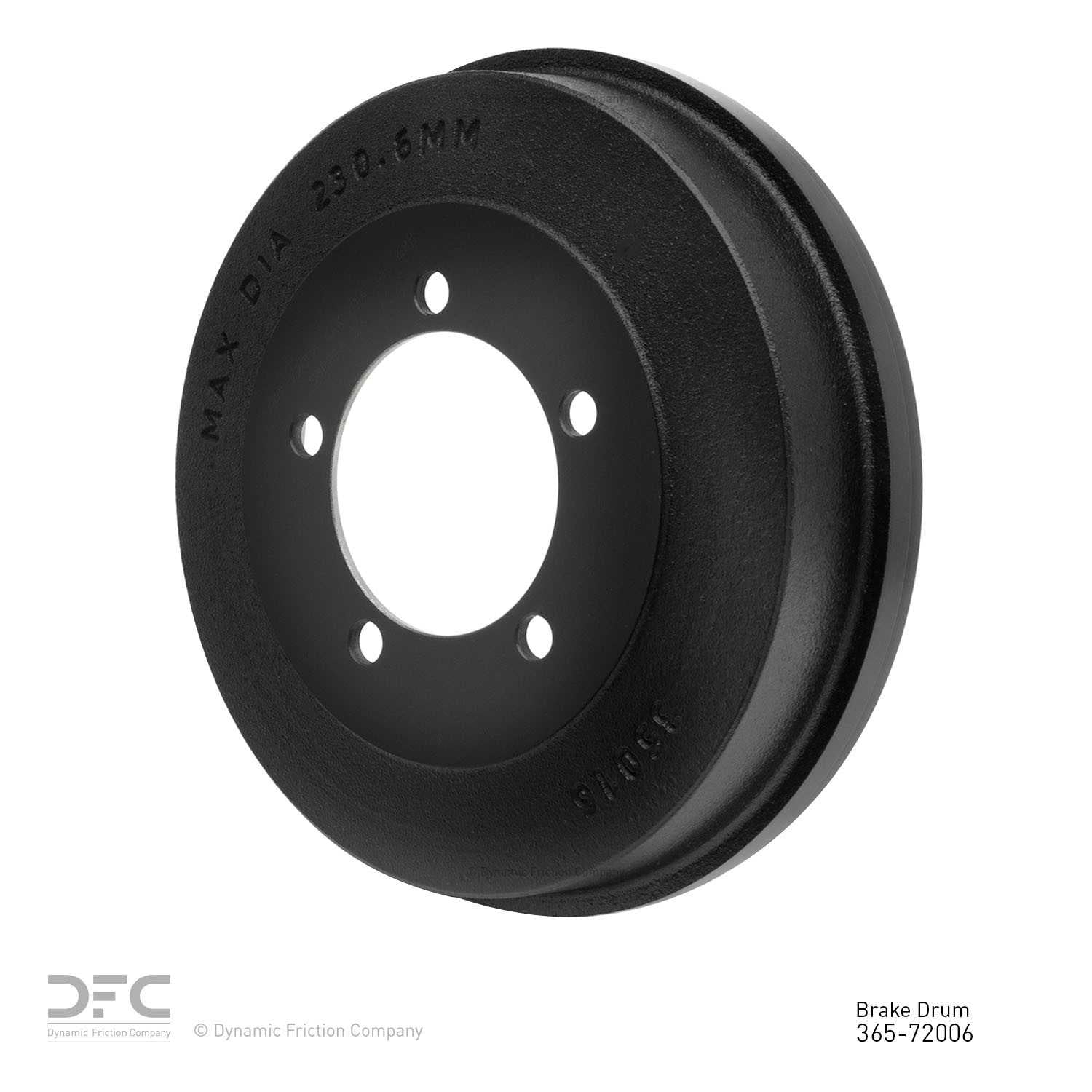 Angle View of Rear Brake Drum DYNAMIC 365-72006