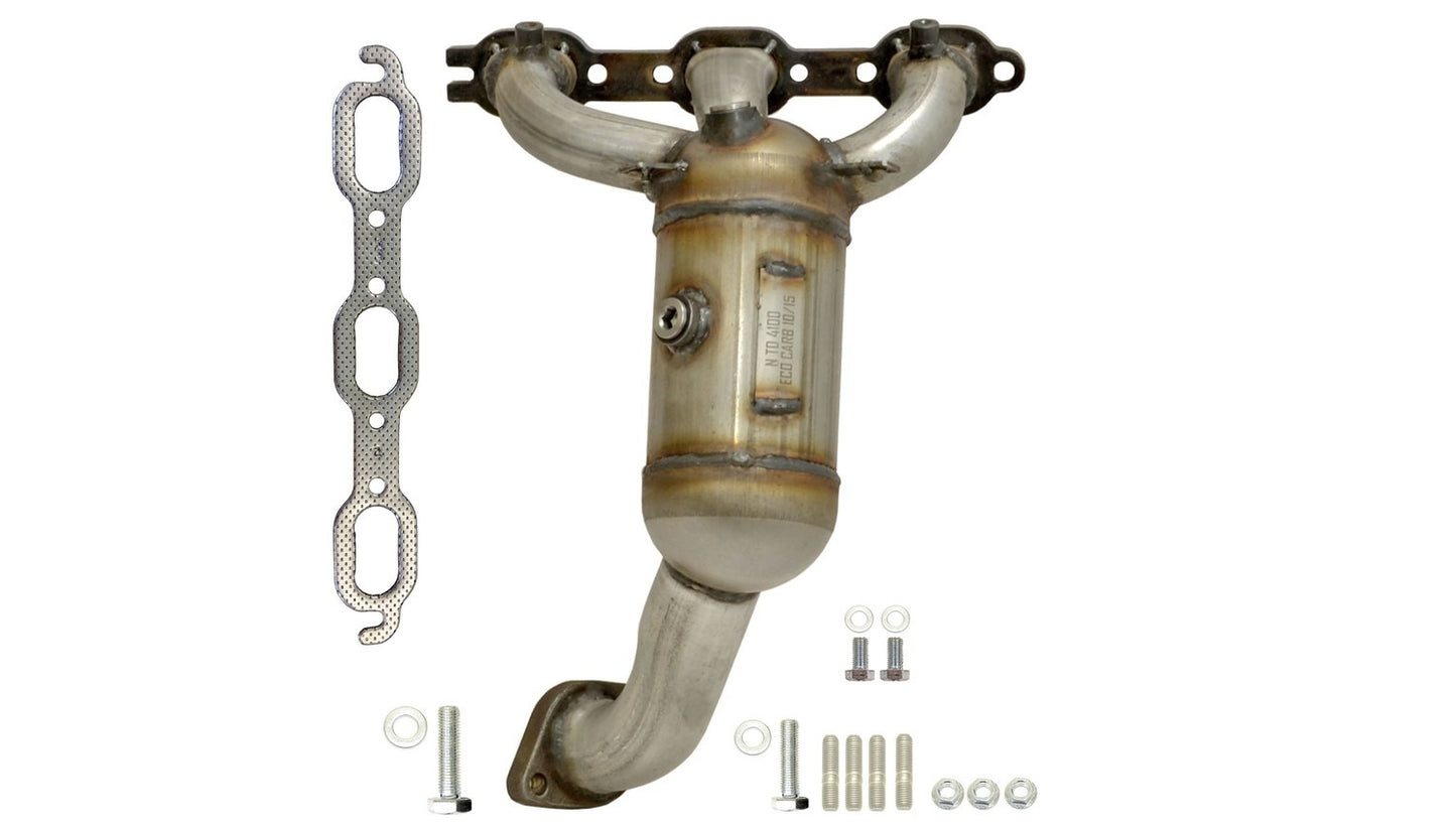 Top View of Front Right Catalytic Converter with Integrated Exhaust Manifold EASTERN 20446