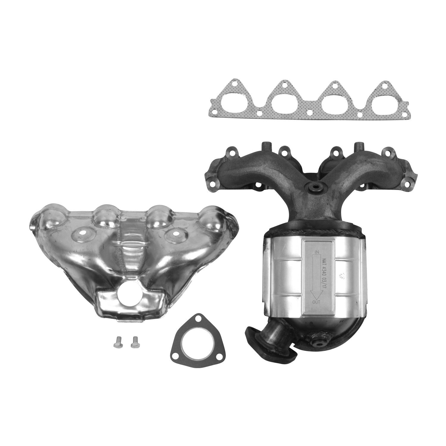 Top View of Front Catalytic Converter with Integrated Exhaust Manifold EASTERN 40248