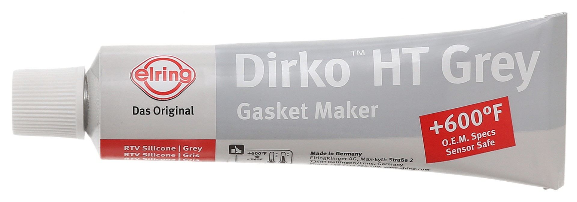 Front View of Dirko HT Gray Silicone Gasket Maker ELRING 510.031