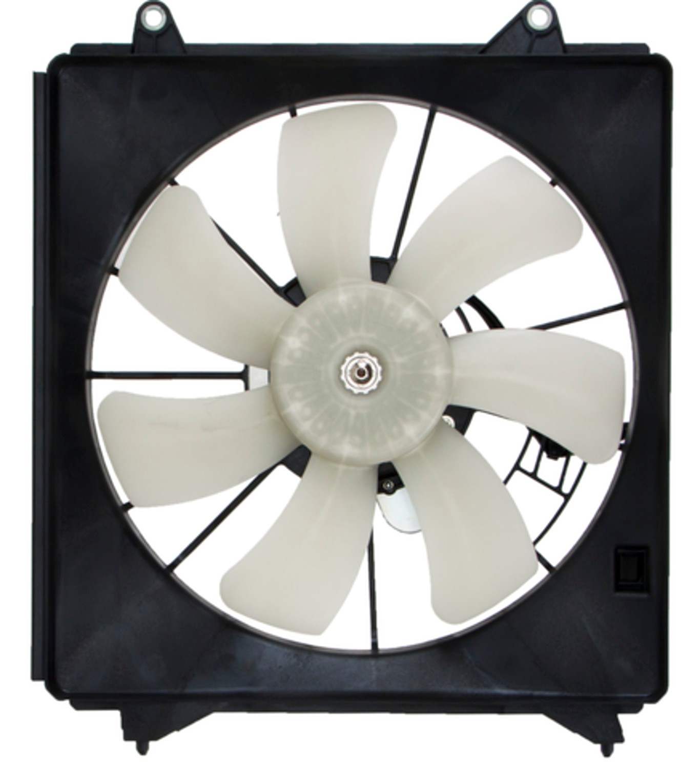 Angle View of Right A/C Condenser Fan Assembly FOUR SEASONS 76340