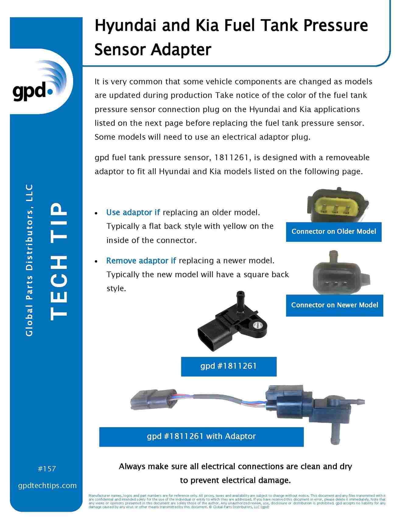 Angle View of Fuel Tank Pressure Sensor GPD 1811261