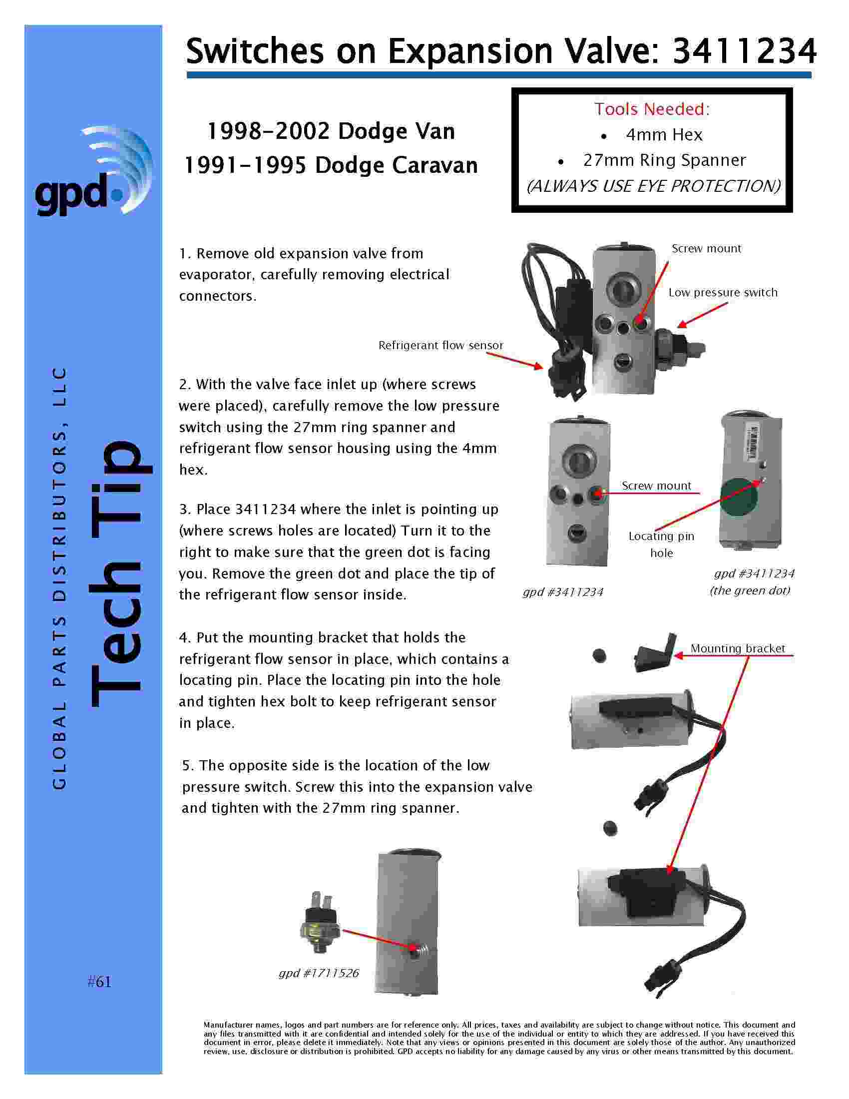 Angle View of Front A/C Expansion Valve GPD 3411234