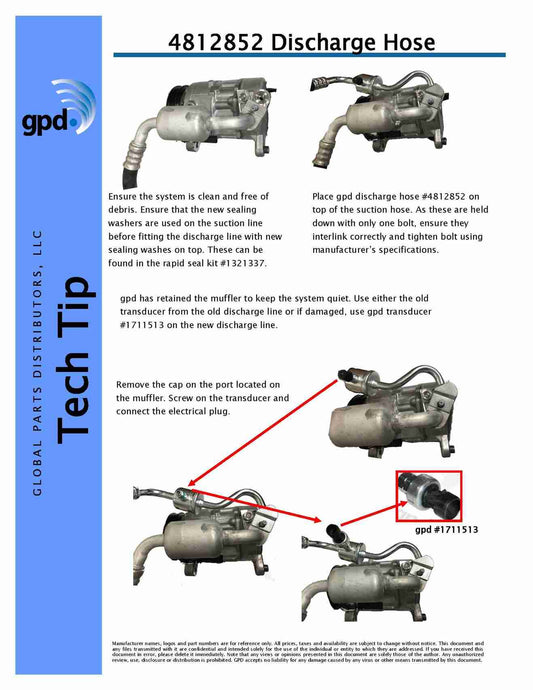 Angle View of A/C Refrigerant Discharge Hose GPD 4812852