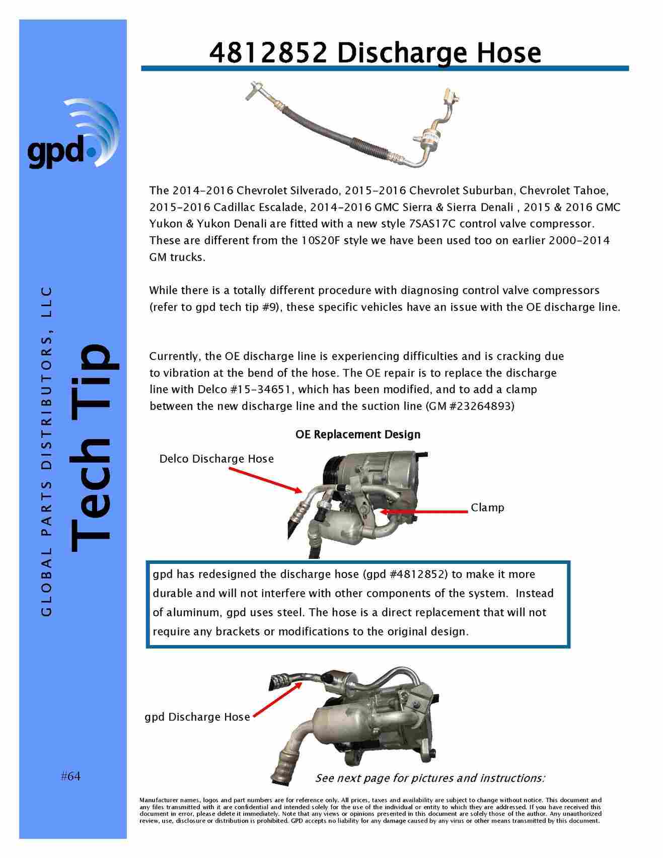 Back View of A/C Refrigerant Discharge Hose GPD 4812852