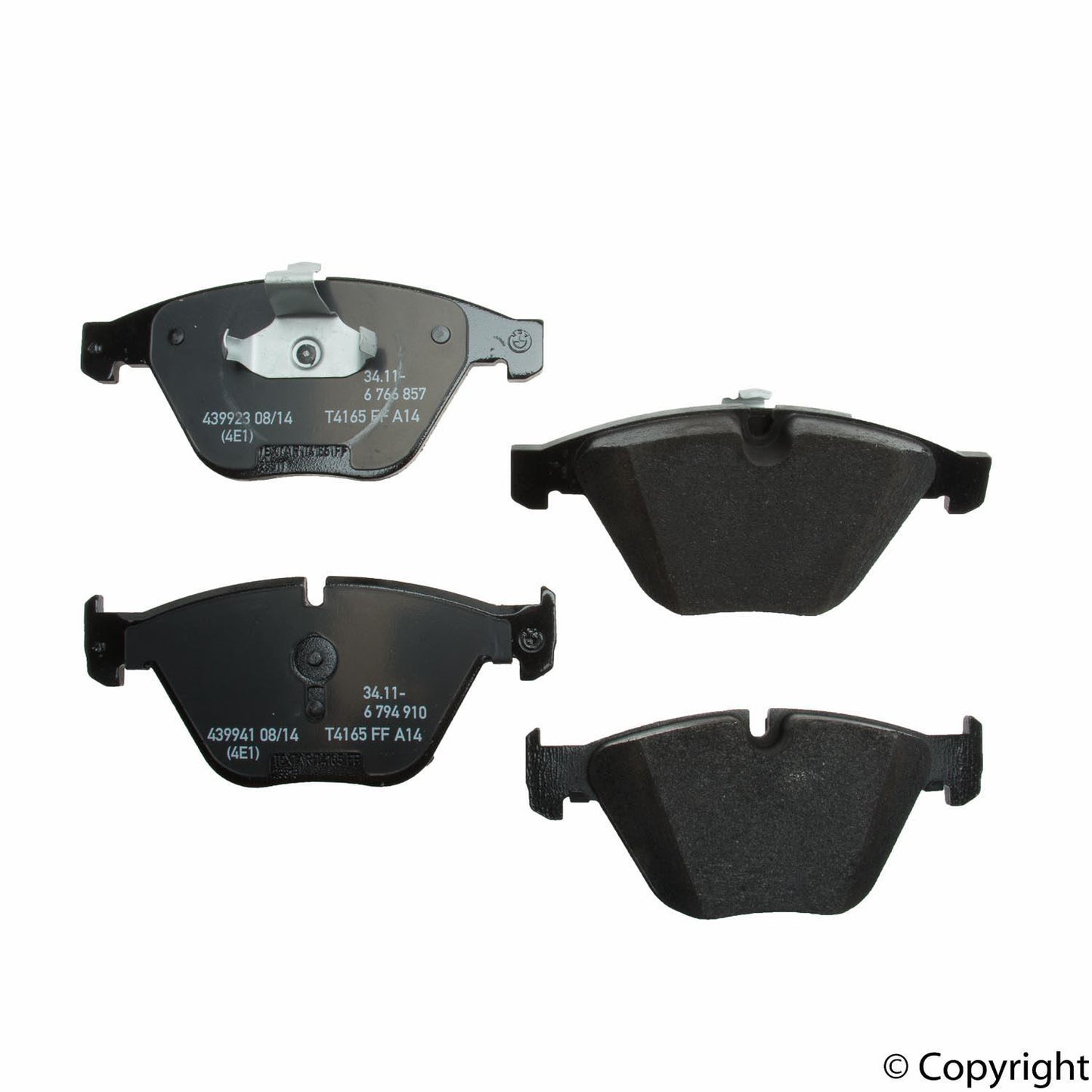 Front View of Front Disc Brake Pad Set GENUINE 34116794916