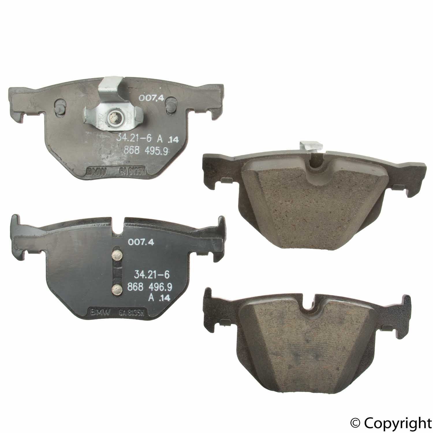 Front View of Rear Disc Brake Pad Set GENUINE 34216868497