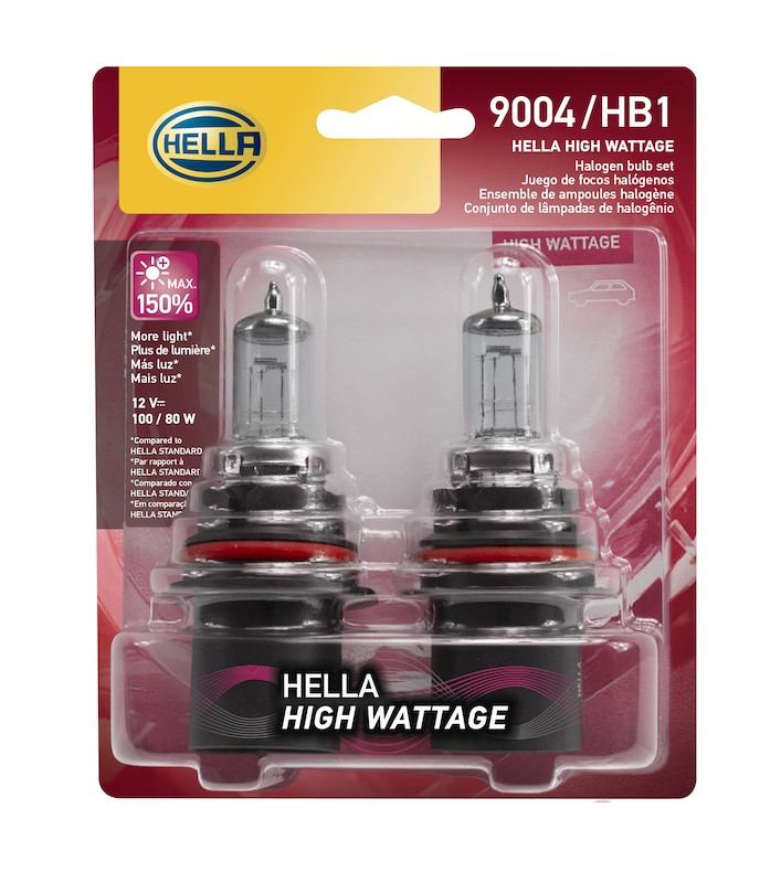 Package View of Headlight Bulb HELLA 9004100/80WTB