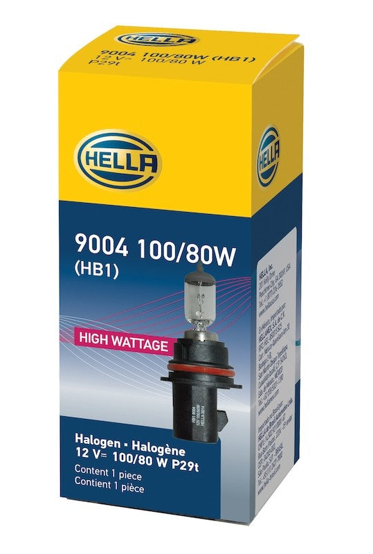 Package View of Headlight Bulb HELLA 9004100/80W