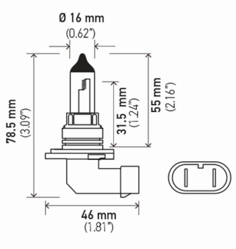 Front View of Daytime Running Light Bulb HELLA 9006