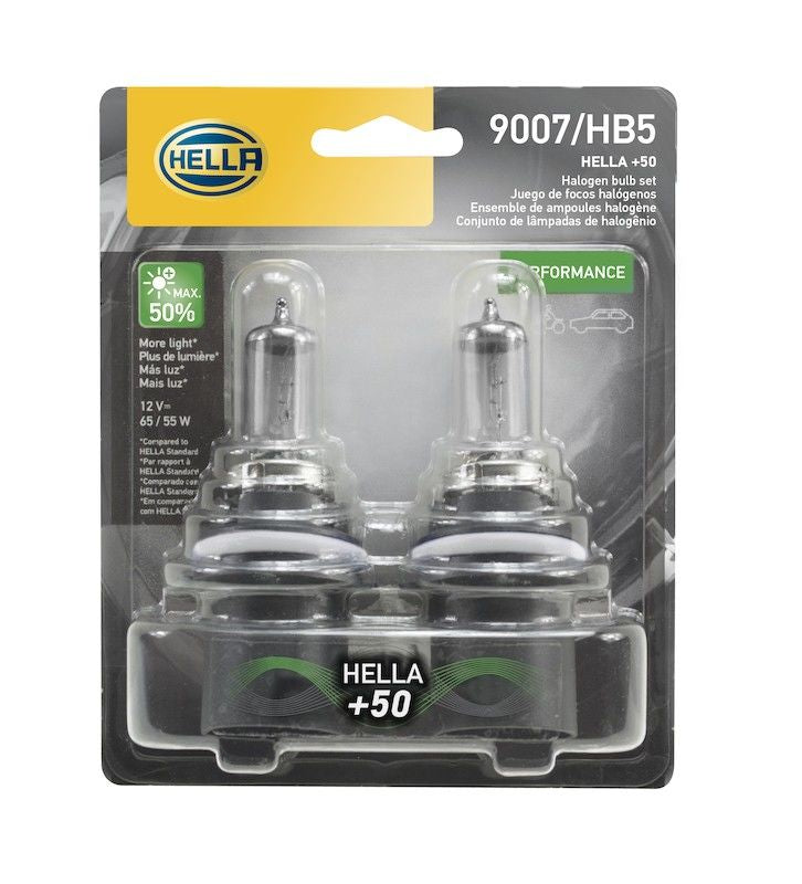 Package View of Daytime Running Light Bulb HELLA 9007P50TB