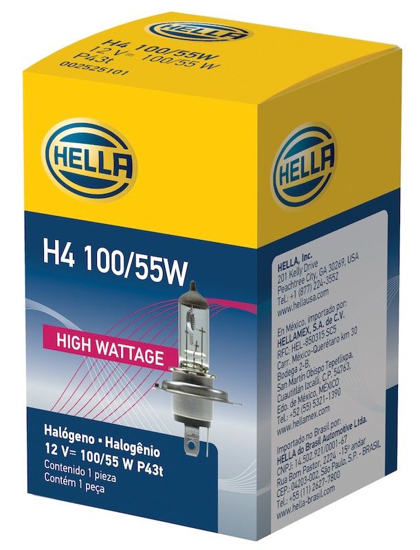 Package View of Headlight Bulb HELLA H4100/55W